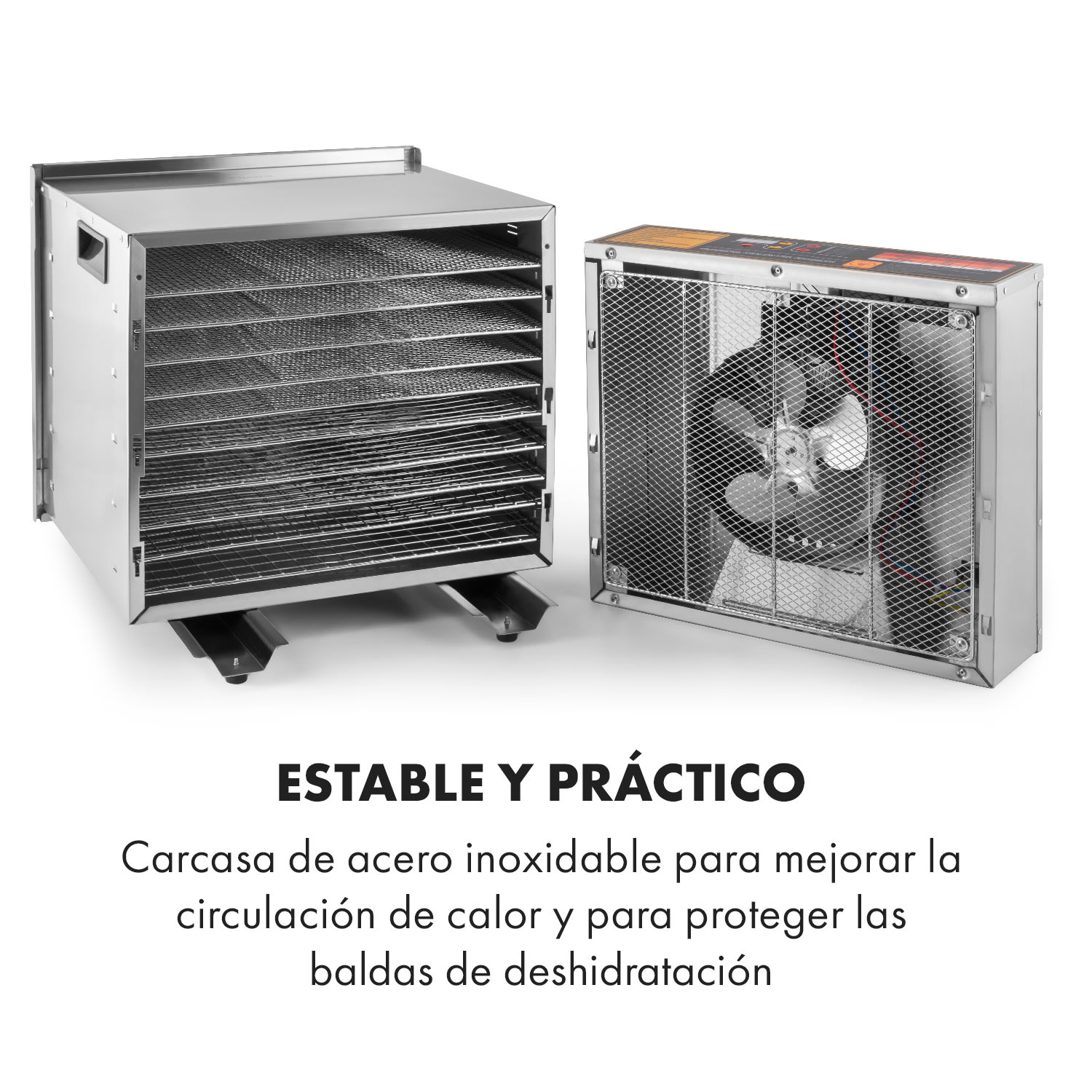 Fruit Jerky Steel 10 Deshidratador de alimentos 10 bandejas 1000 W Superficie: 1,5 m² Temporizador 10 bandejas