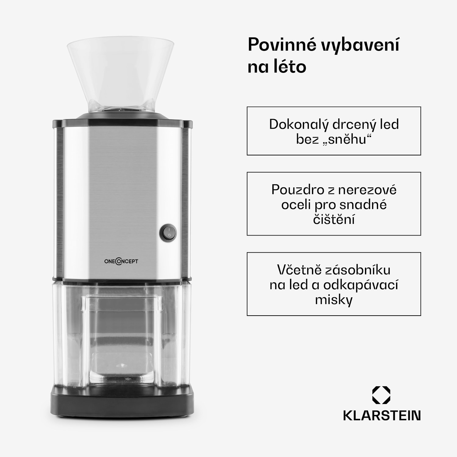 Icebreaker, drtič ledu, 15 kg/h, 3,5 l, zásobník na led, nerezová ocel Stříbrná