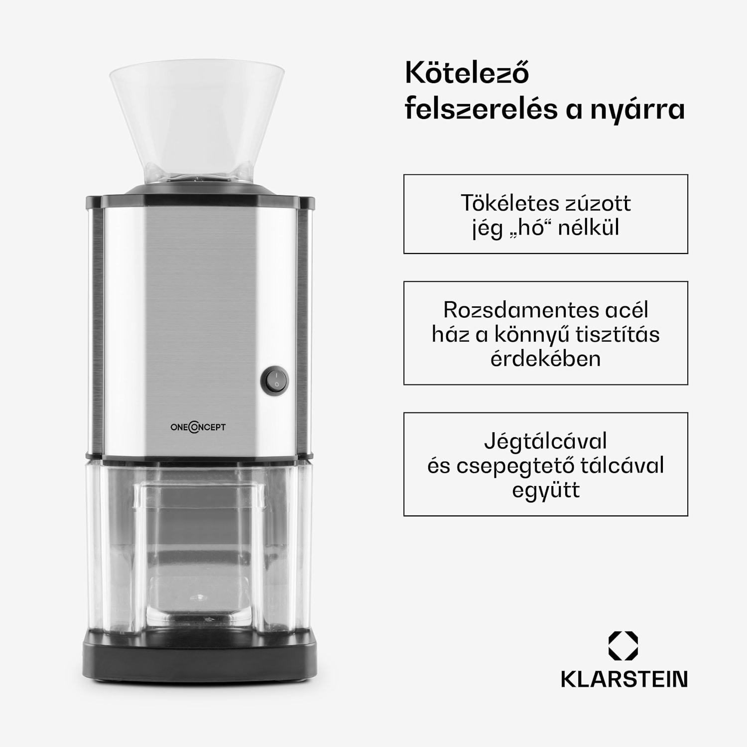 Icebreaker, jégkása készítő gép, 15 kg/h, 3,5 L térfogat, jégtartó, rozsdamentes acél Ezüst
