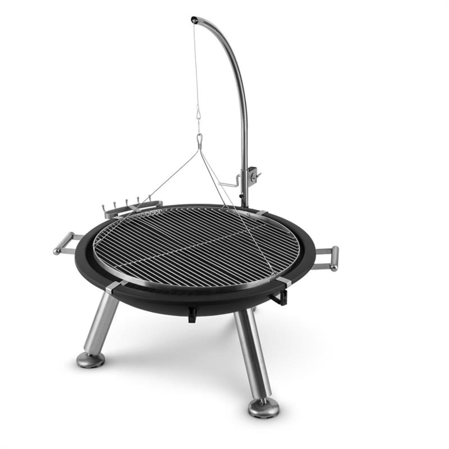 Turion, wiszący grill obrotowy, misa paleniskowa, Ø 80 cm, BBQ, napęd linowy, stal nierdzewna 