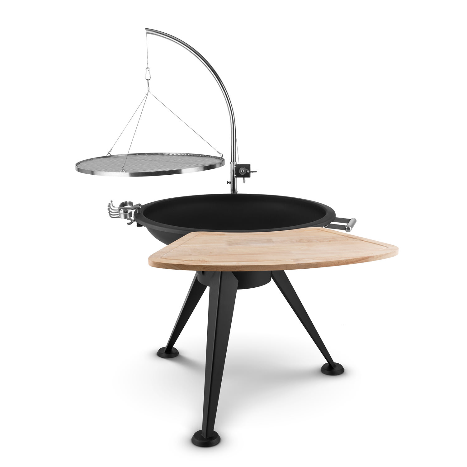 Delion Grill colgante Jirafa base de fuego Pie alto Tracción de cable Acero inoxidable 