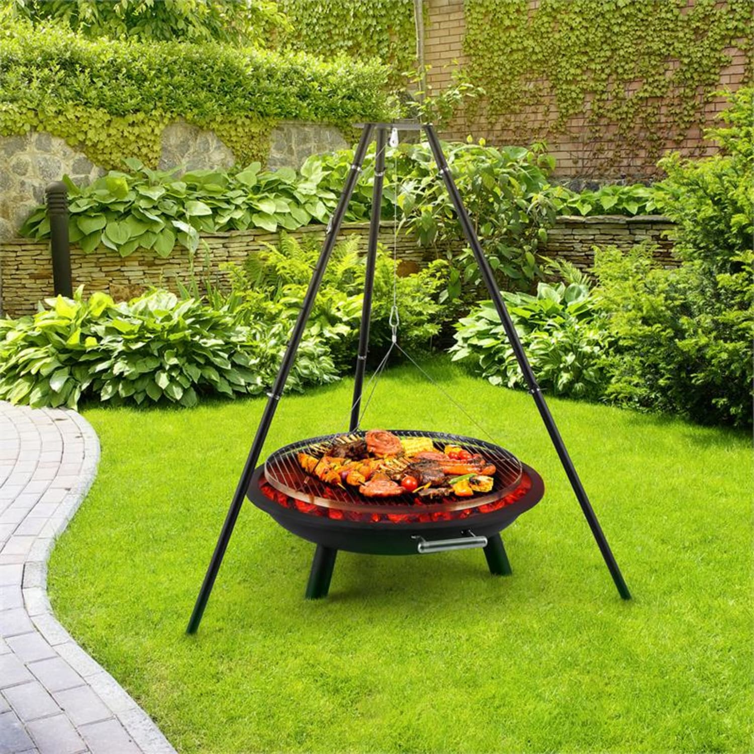 Arco Trino, otočný gril, ohnisko, BBQ, trojnožka, nehrdzavejúca oceľ 