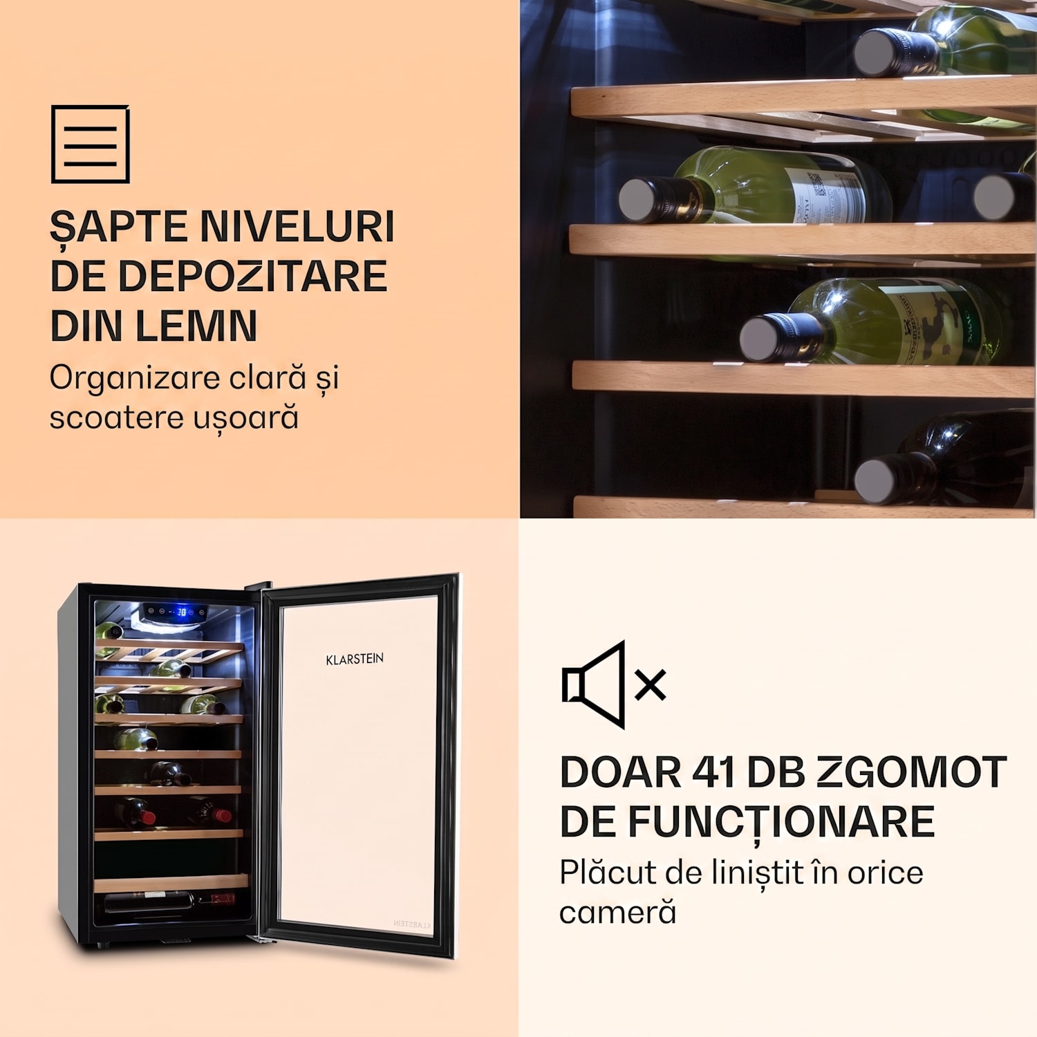 Vivo Vino 26, 88 litri, răcitor de vin, 26 sticle, negru, LED 26 de sticle | 1 | Oțel inoxidabil
