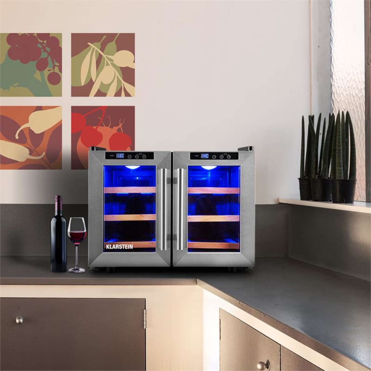 Reserva Saloon Cave à vins réfrigérée 12 bouteilles 40 litres acier LED 