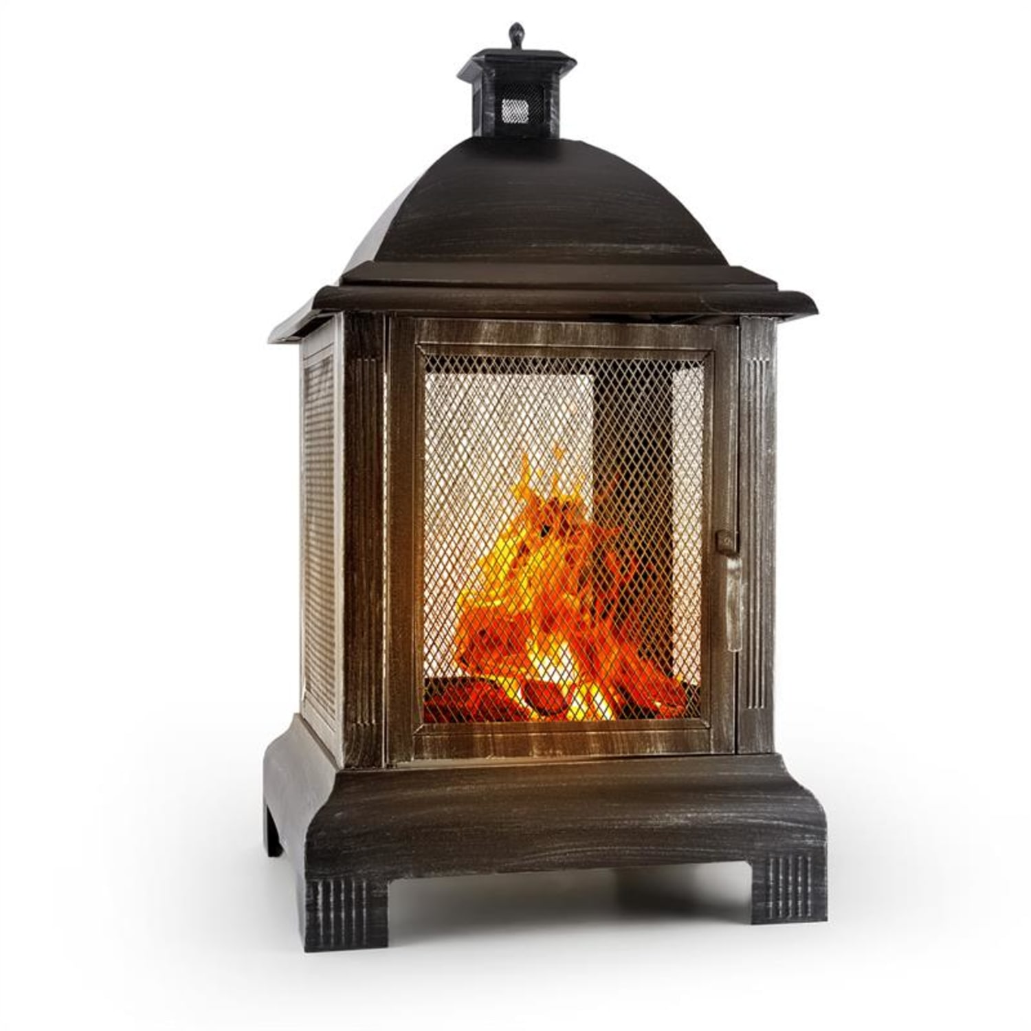 Loreo Chimenea para jardín Brasero Farol Acero pavonado 