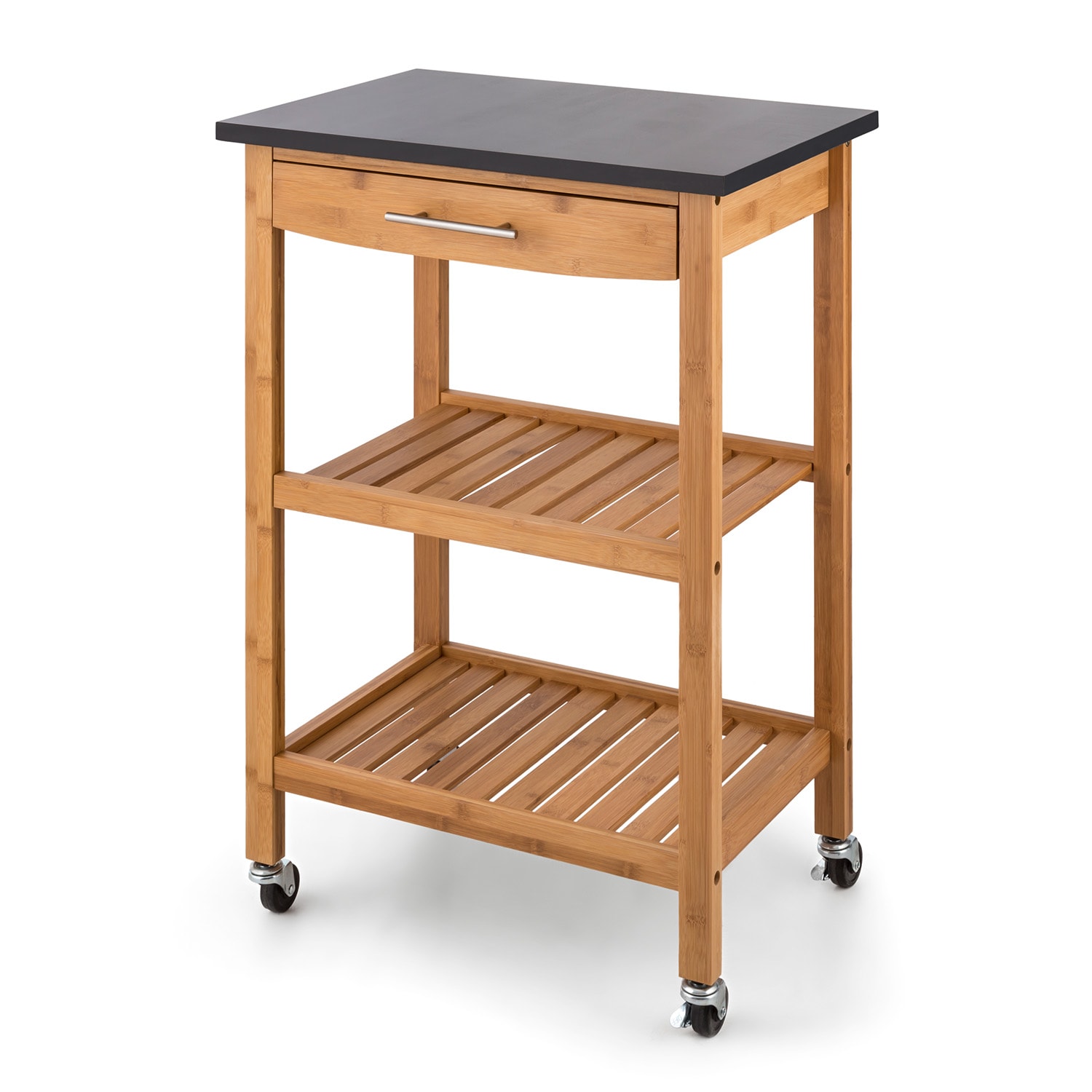 Tennessee, wózek do serwowania, wózek kuchenny, 4 półki, drewno, granit, mobilny 