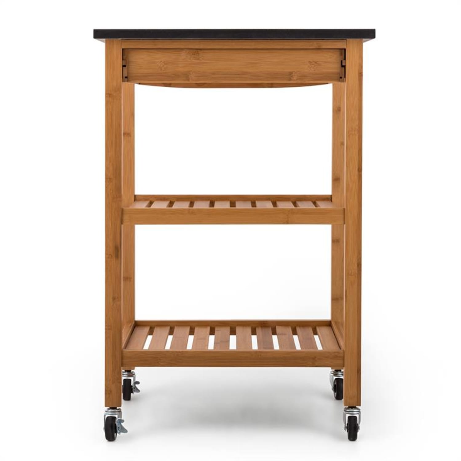 Tennessee, wózek do serwowania, wózek kuchenny, 4 półki, drewno, granit, mobilny 