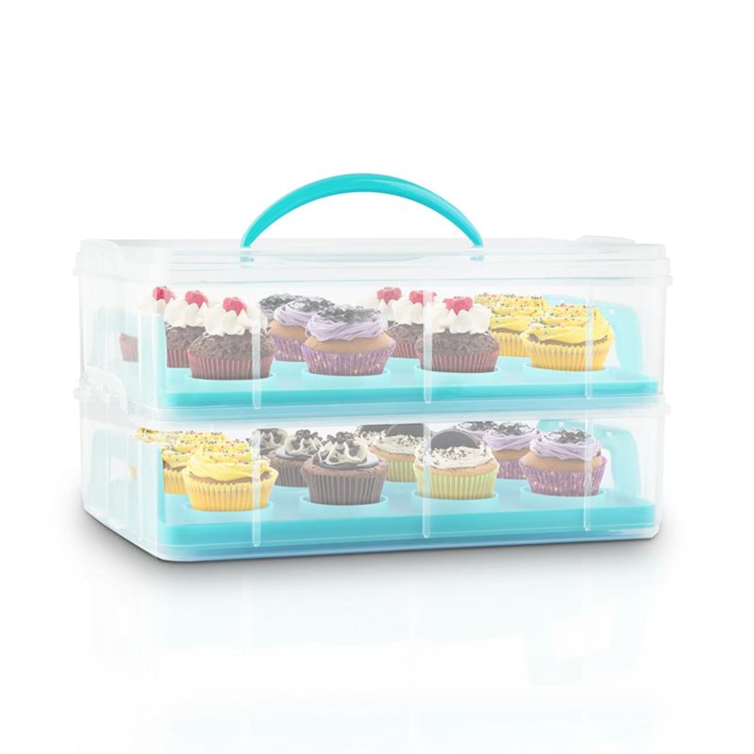 USS Blue Cookie Contenitore per Dolci 2 Piani 2 Inserti Blu