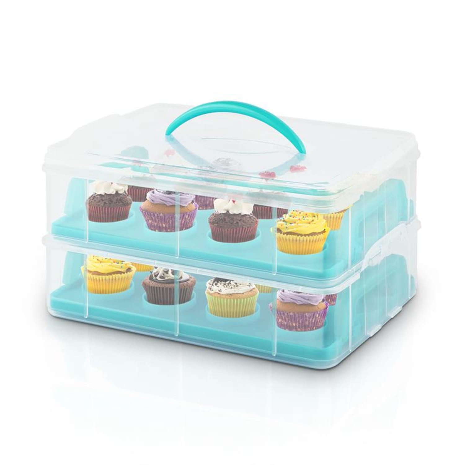 USS Blue Cookie Contenitore per Dolci 2 Piani 2 Inserti Blu