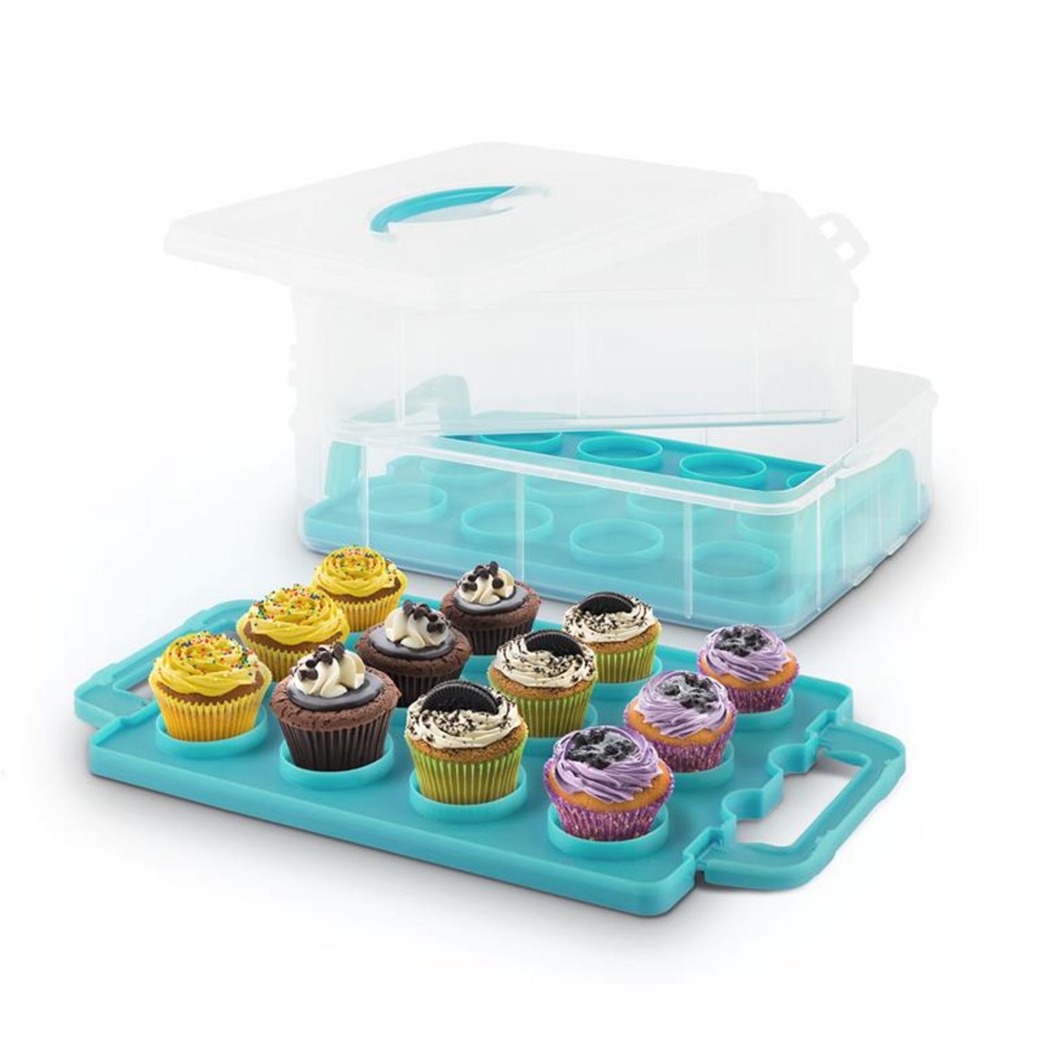 USS Blue Cookie Contenitore per Dolci 2 Piani 2 Inserti Blu