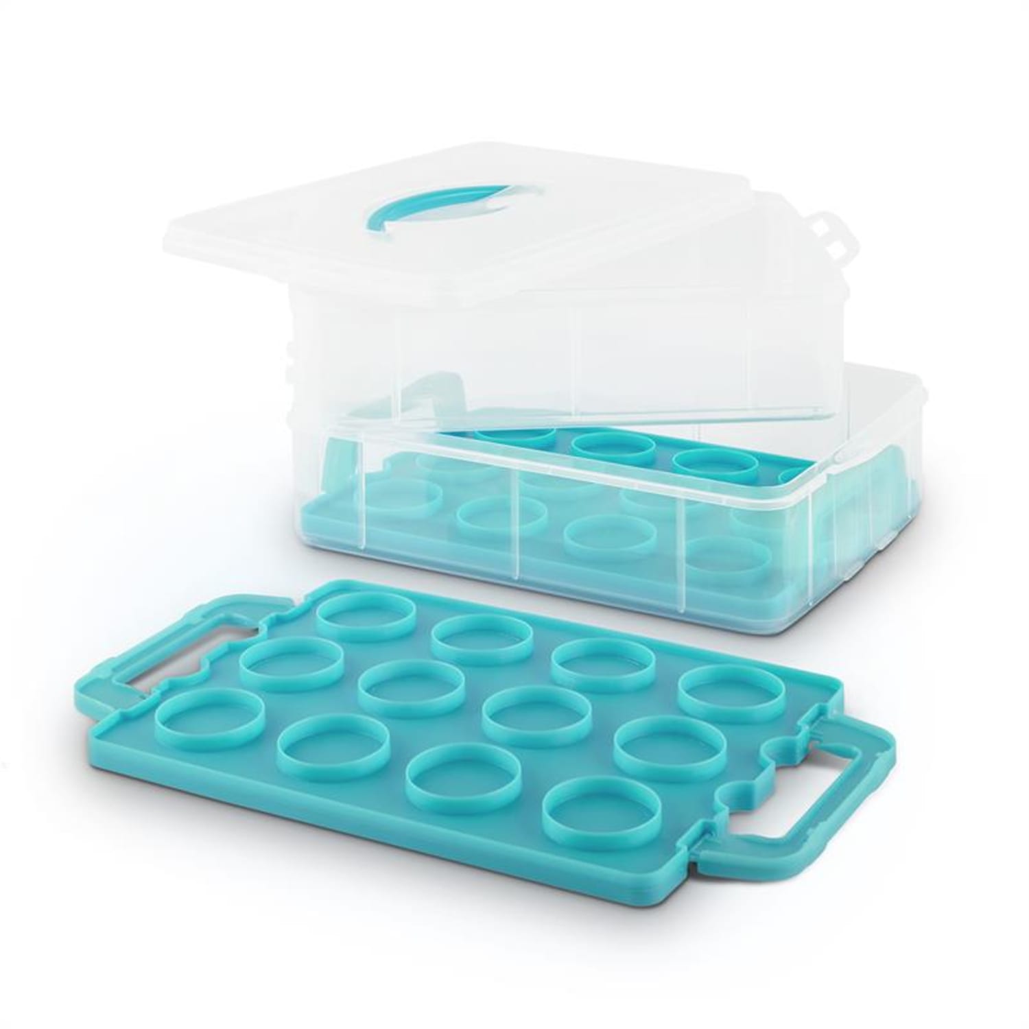 USS Blue Cookie Contenitore per Dolci 2 Piani 2 Inserti Blu
