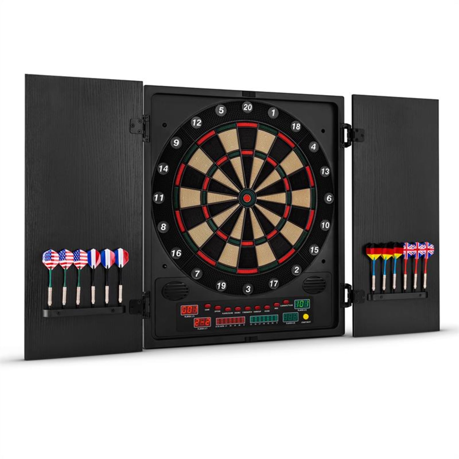 Dartmaster 180 darts-taulu darts-automaatti softtip-tikat ovet musta Musta