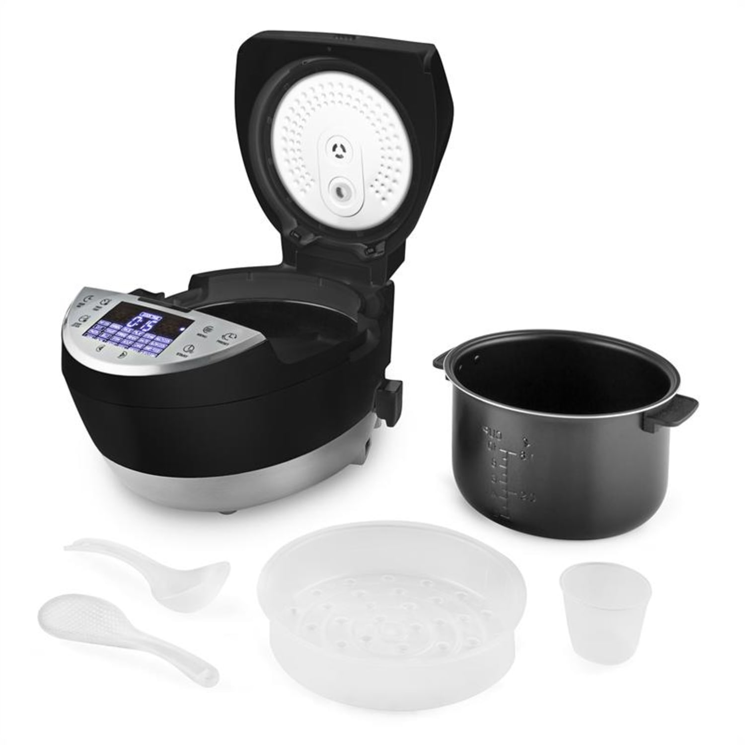 Hotpot, 950W, negru, vas multifuncțional, multi cooker, 23 în 1, 5 litri, la atingere Negru