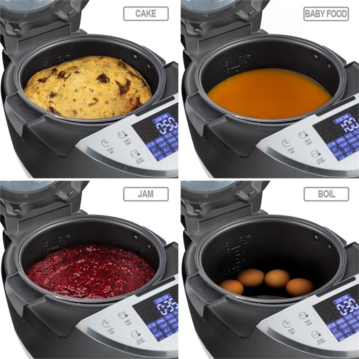 Hotpot, 950W, negru, vas multifuncțional, multi cooker, 23 în 1, 5 litri, la atingere Negru