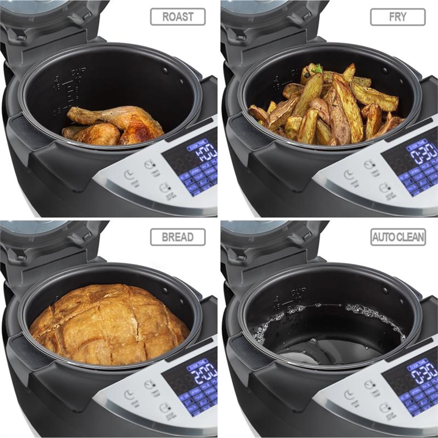Hotpot, 950W, negru, vas multifuncțional, multi cooker, 23 în 1, 5 litri, la atingere Negru