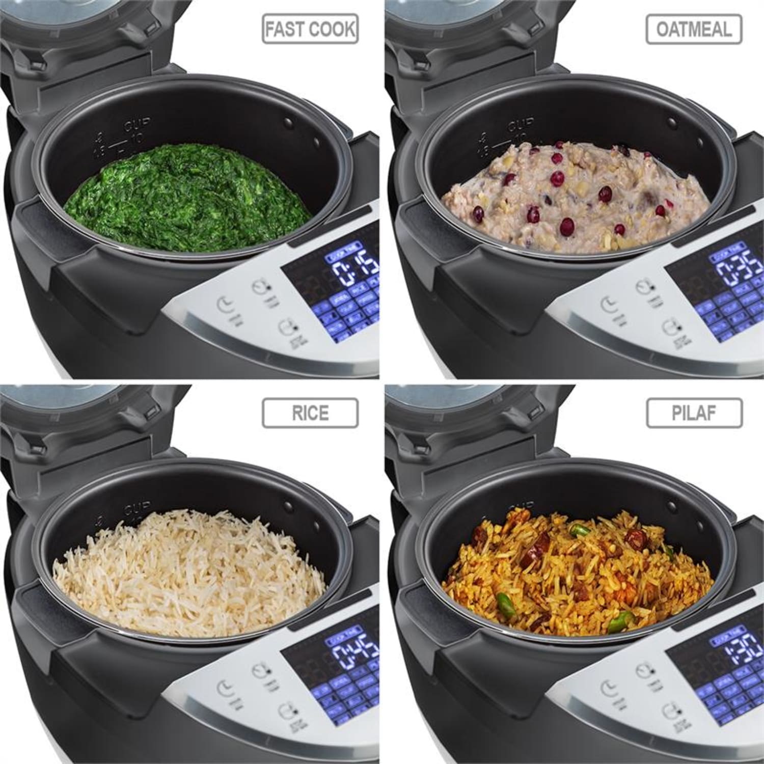 Hotpot, 950W, negru, vas multifuncțional, multi cooker, 23 în 1, 5 litri, la atingere Negru