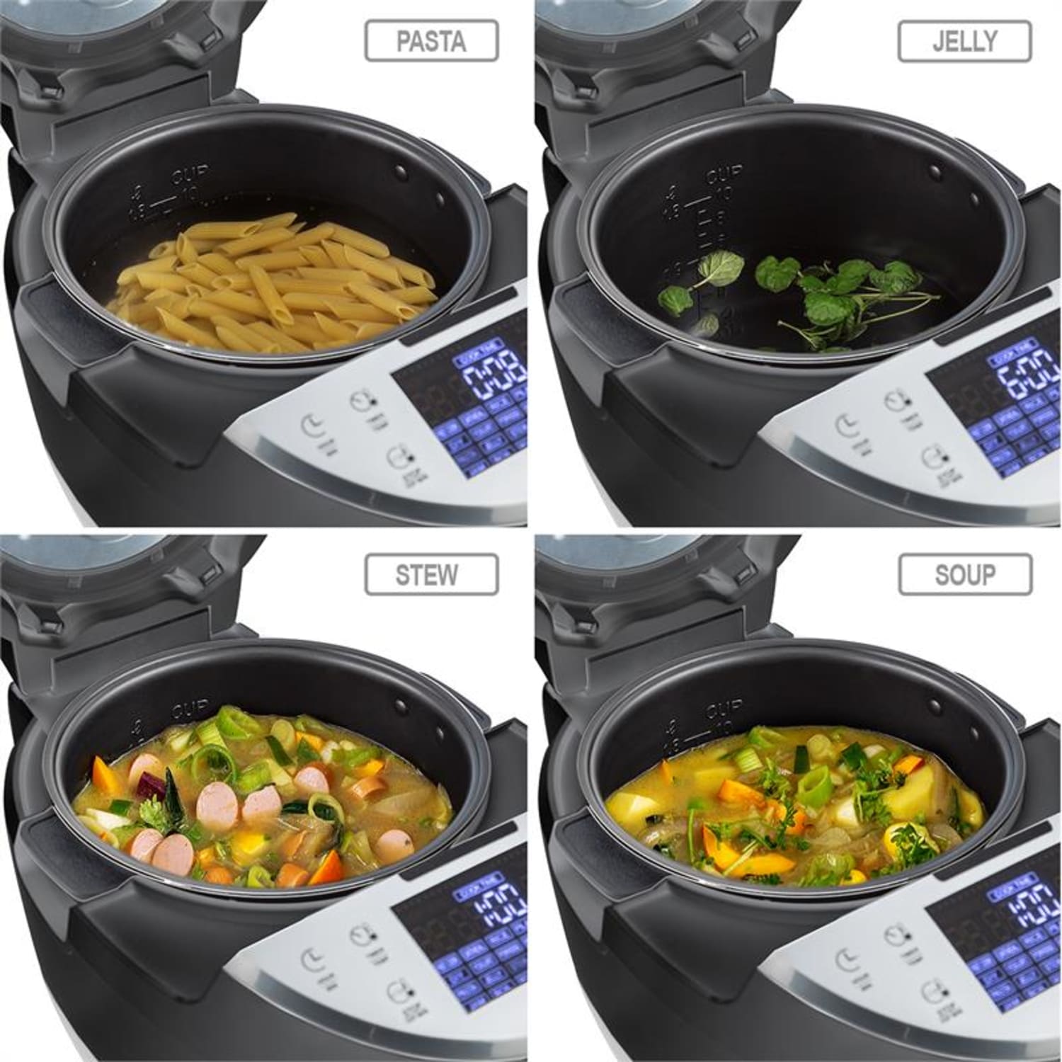 Hotpot, 950W, negru, vas multifuncțional, multi cooker, 23 în 1, 5 litri, la atingere Negru