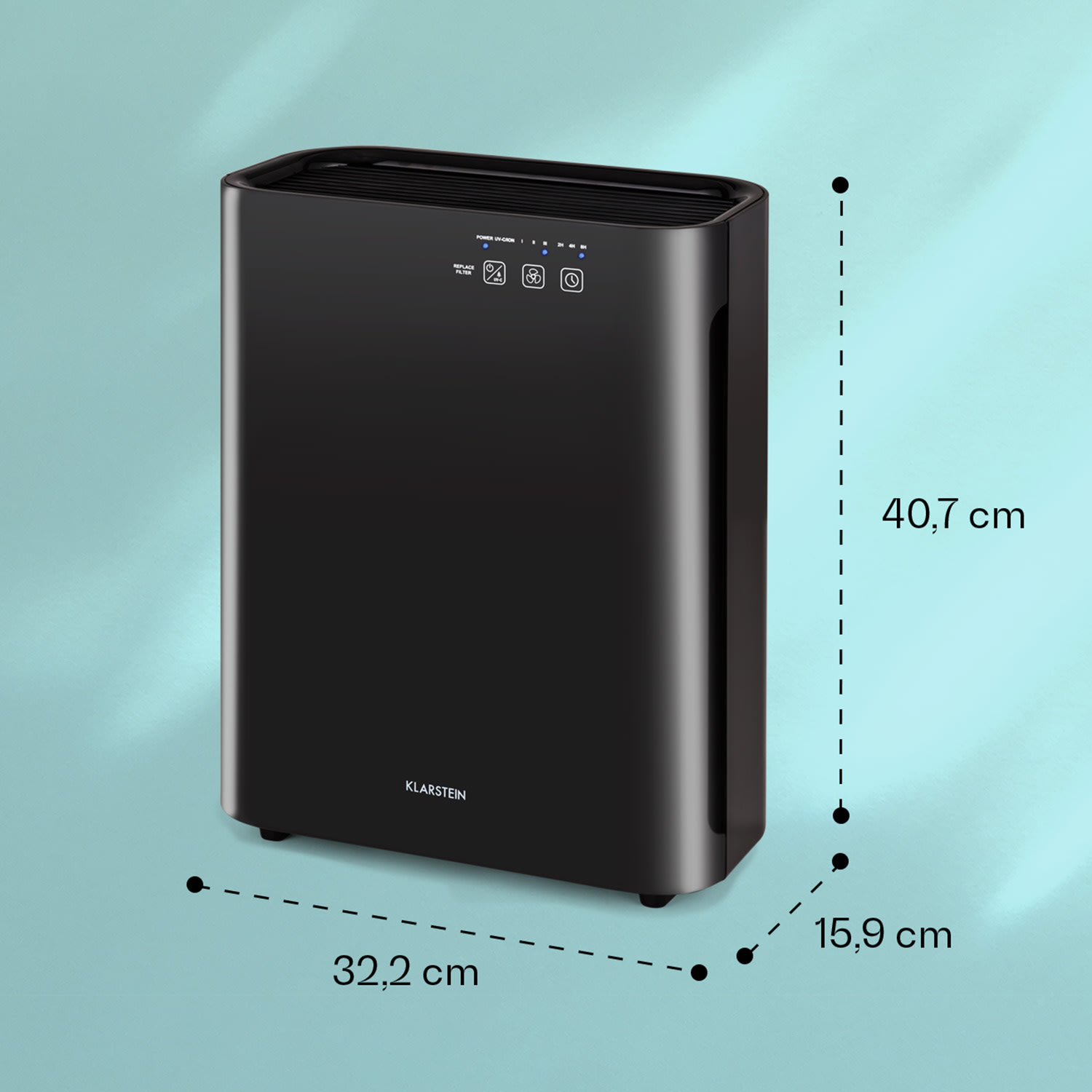 Vita Pure 2G 5-en-1: Purificador de Aire | Ionizador | Filtro quíntuple HEPA: 99,97% filtracion | 50 m² | Silencioso 30 db | 55 W | UV-C | Pantalla tactil | Blanco Negro