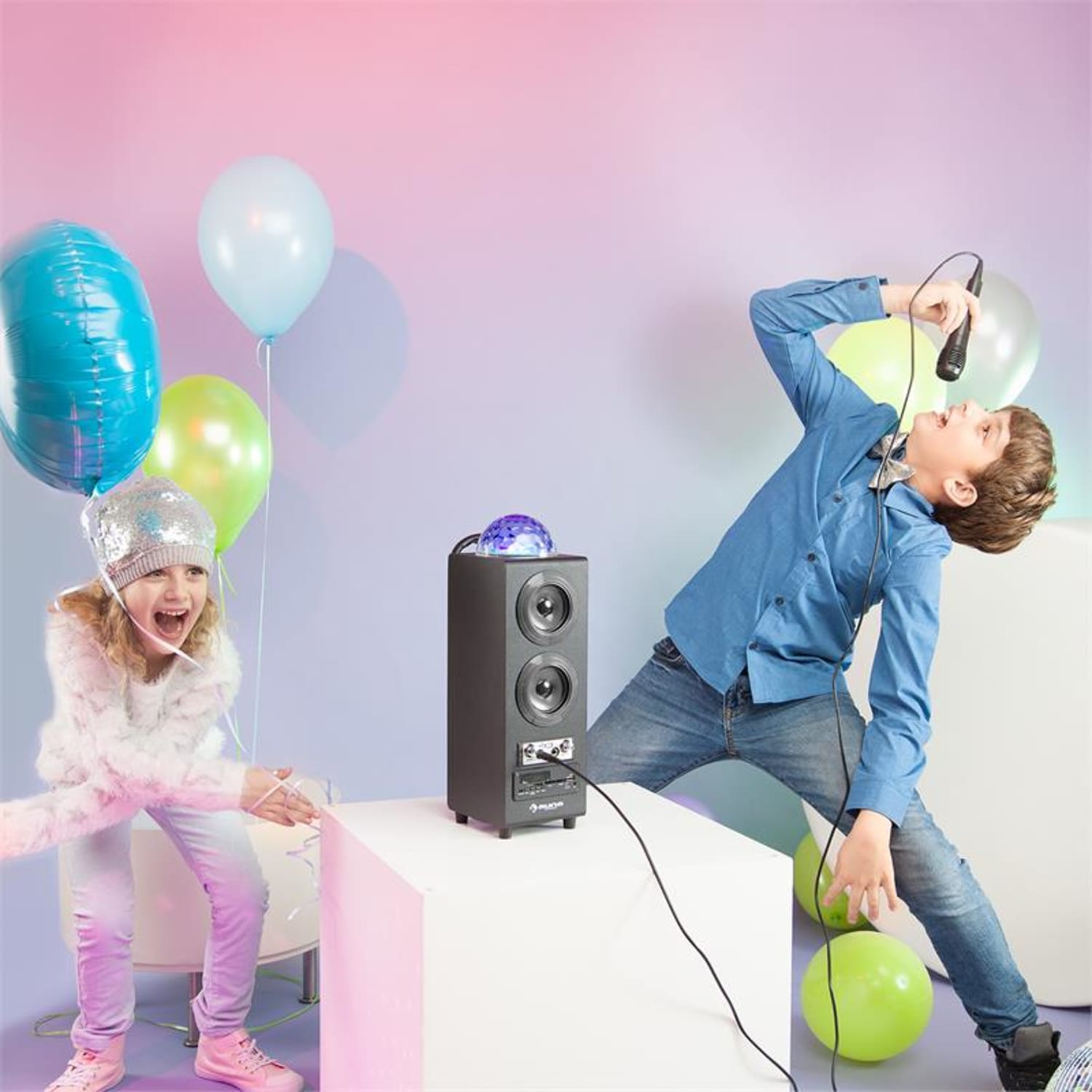Discostar Black draagbare 2.1 -bluetooth luidspreker USB batterij LED micro Zwart