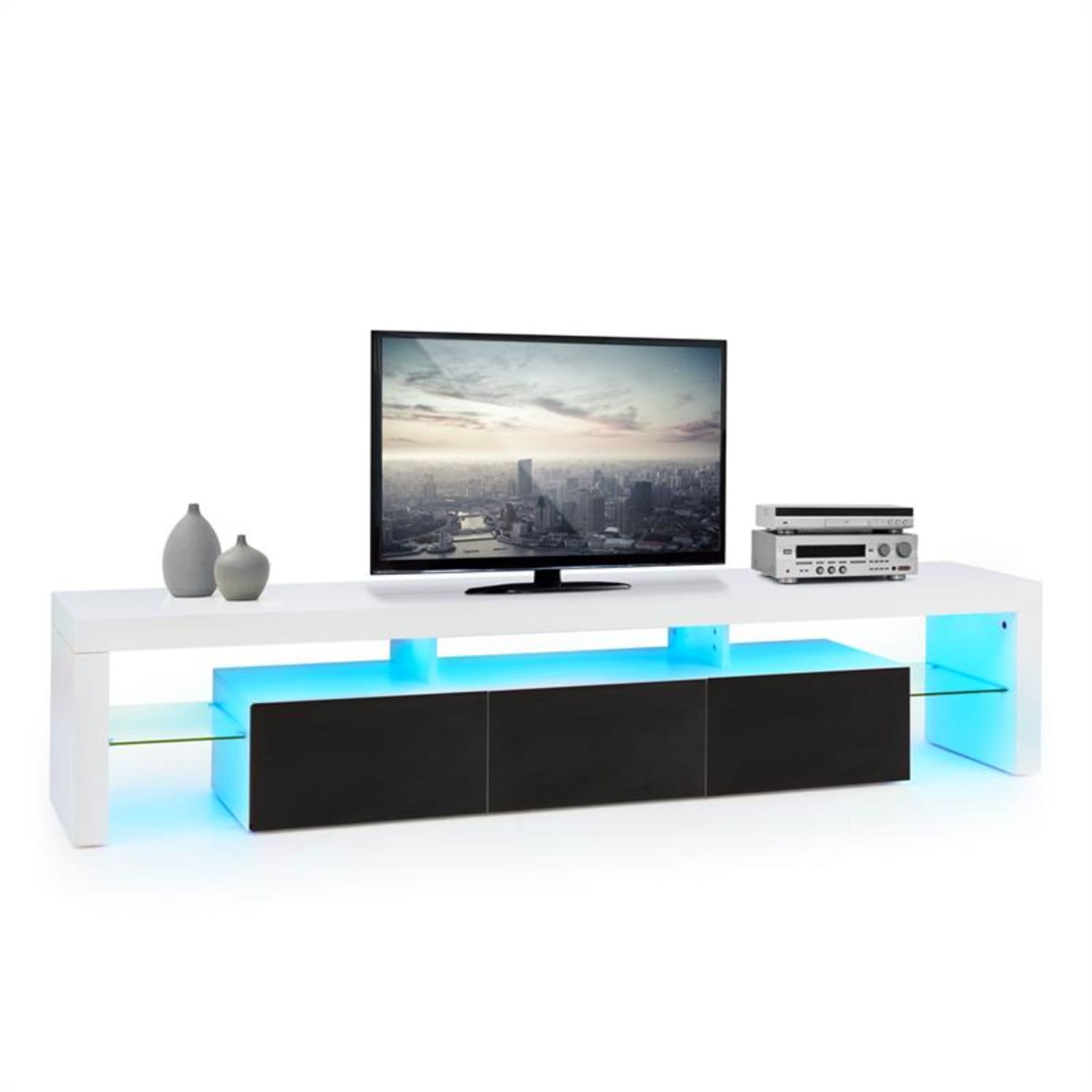 Orlando Lowboard TV asztal, LED hangulat világítás, színváltás Fekete