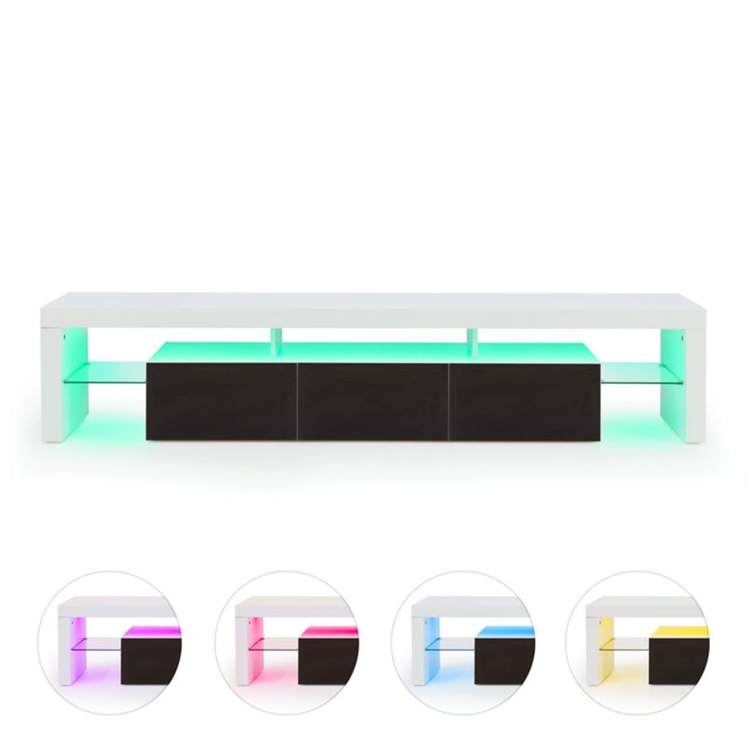 Orlando Lowboard TV asztal, LED hangulat világítás, színváltás Fekete