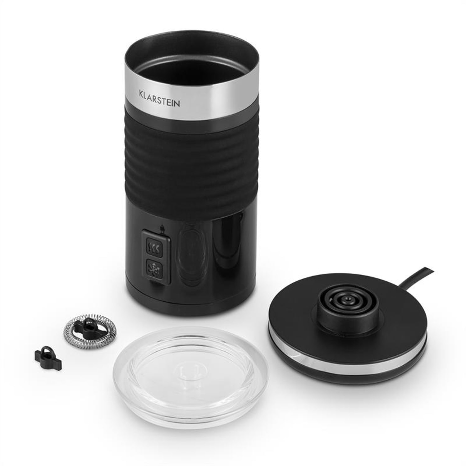 Klarstein Biancolatte Nero, 500 W, 200 ml, naprava za penjenje mleka, 3-v-1 kuhalnik za vodo Črna