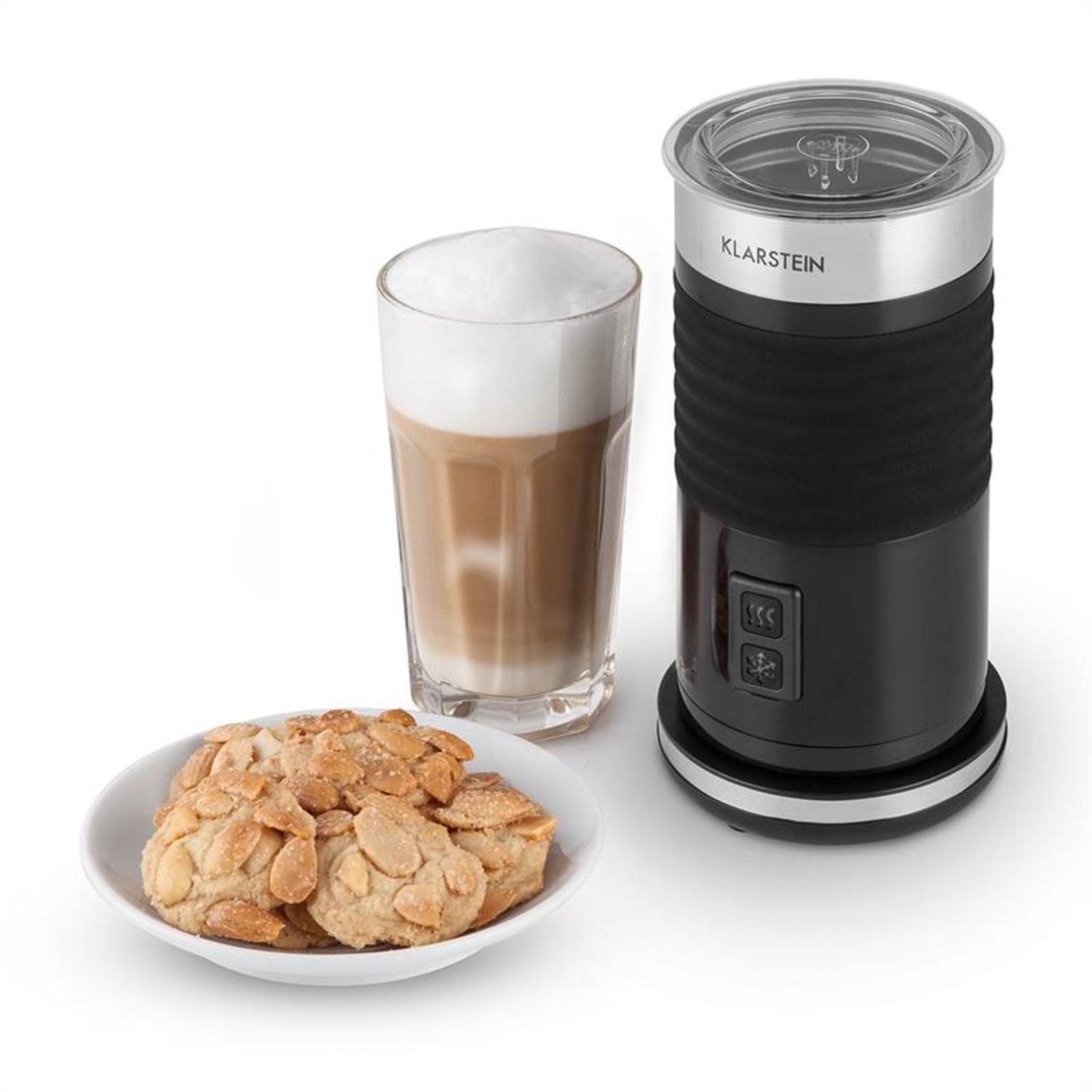 Klarstein Biancolatte Nero, 500 W, 200 ml, naprava za penjenje mleka, 3-v-1 kuhalnik za vodo Črna