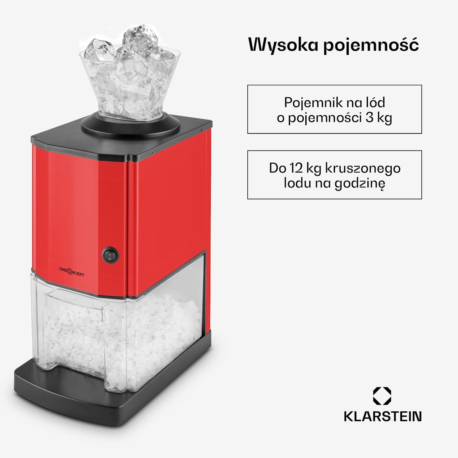 Icebreaker, kruszarka do lodu, 15 kg/h, 3,5 l, stal nierdzewna Czerwony