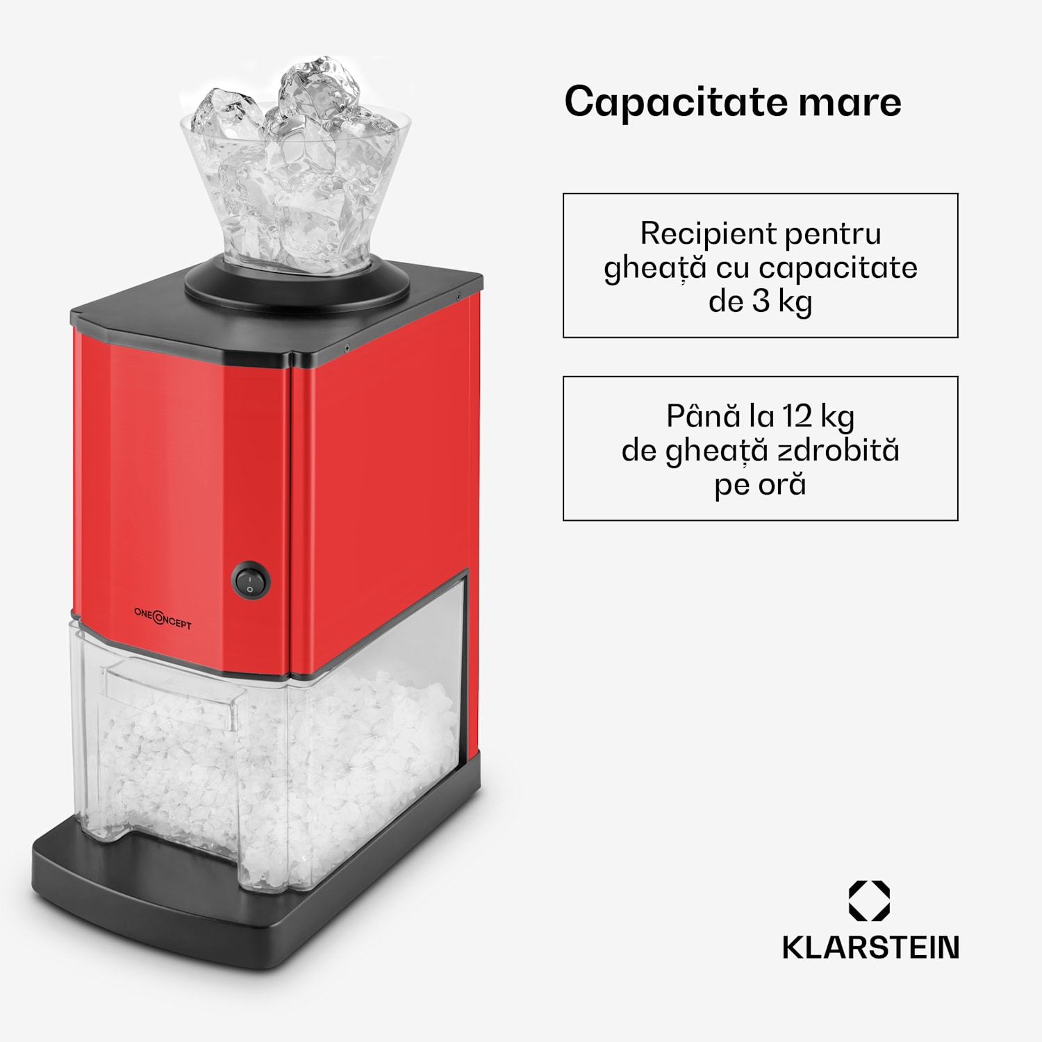 Icebreaker Ice Crusher 15 kg / h de 3.5 litri din oțel inoxidabil găleată de gheață roșie Roșu