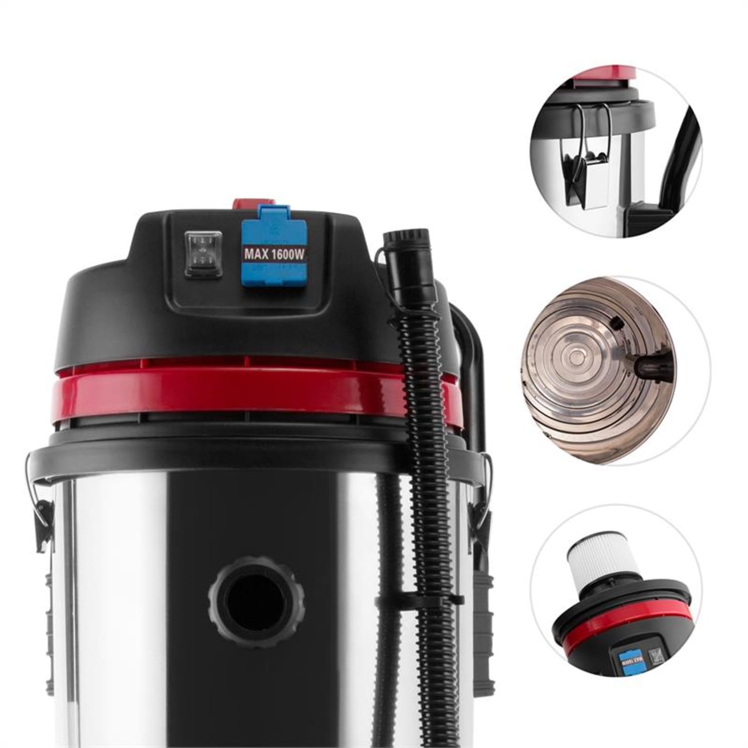 Reinraum Nat-droog-stofzuiger Industriële stofzuiger 2000 W HEPA 60l Stopcontact 60 ltr