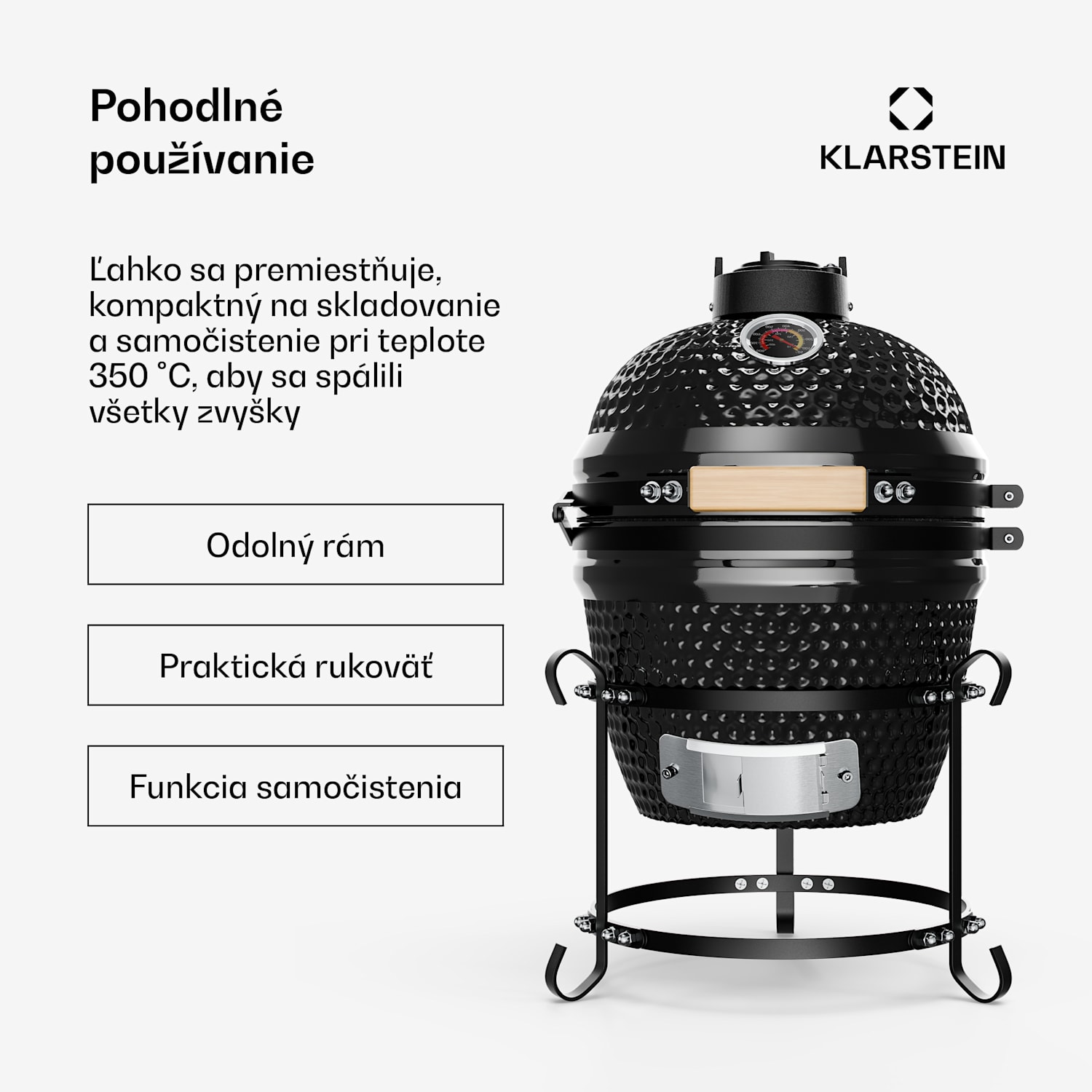 Princesize, kamado gril, keramický, 11", údenie, BBQ, pomalé varenie, čierny Čierna