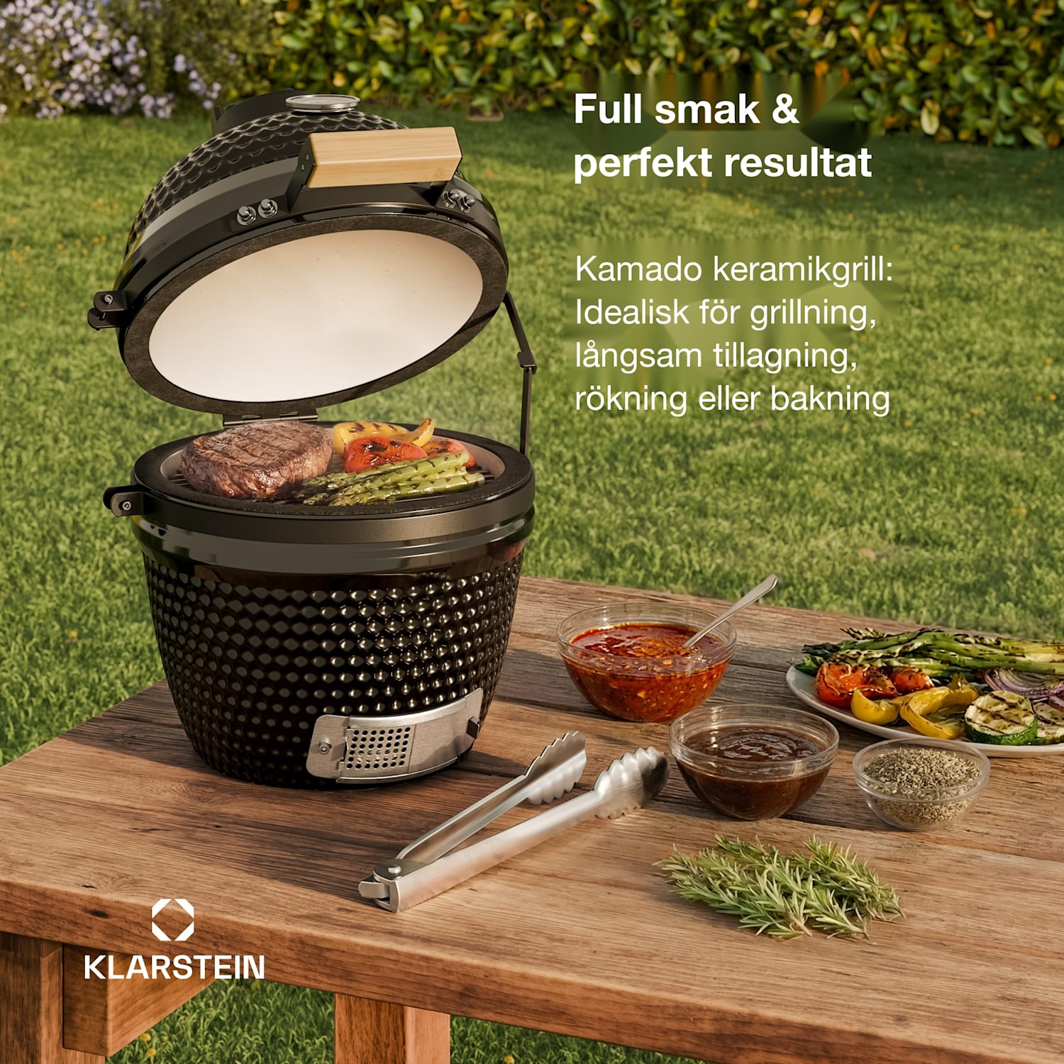 Princesize Kamadogrill keramikgrill grillgaller av ädelstål smoker BBQ svart Svart