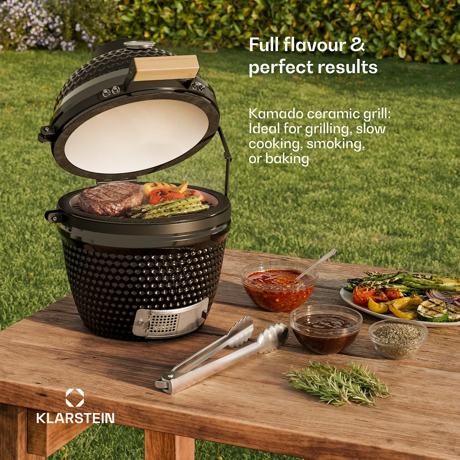 Prince-sized Kamado Grill Ceramic Grill Ovenl 11" Smoker BBQ black Black