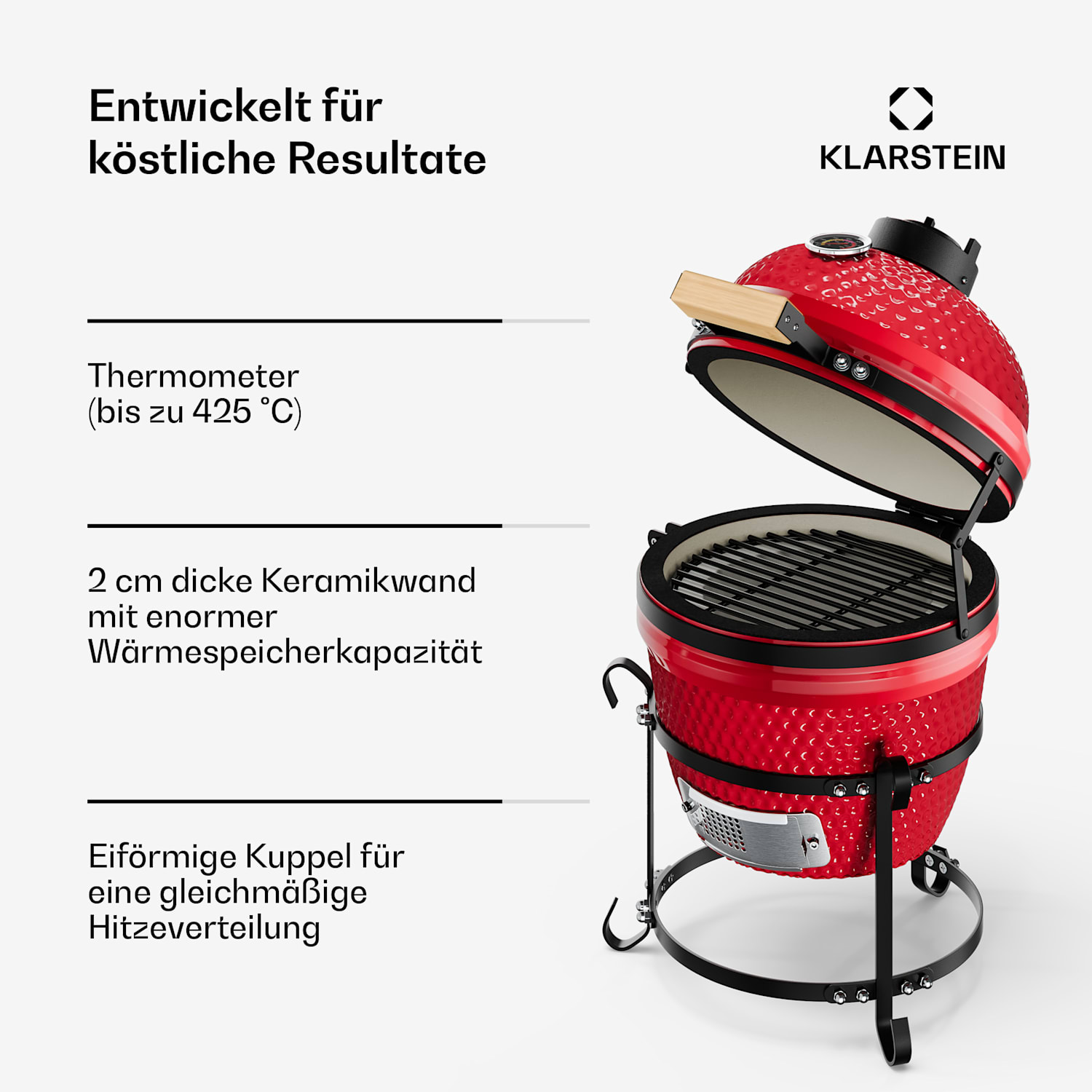 Princesize barbecue Kamado grill in ceramica griglia in acciaio inox affumicatore BBQ rosso Rosso