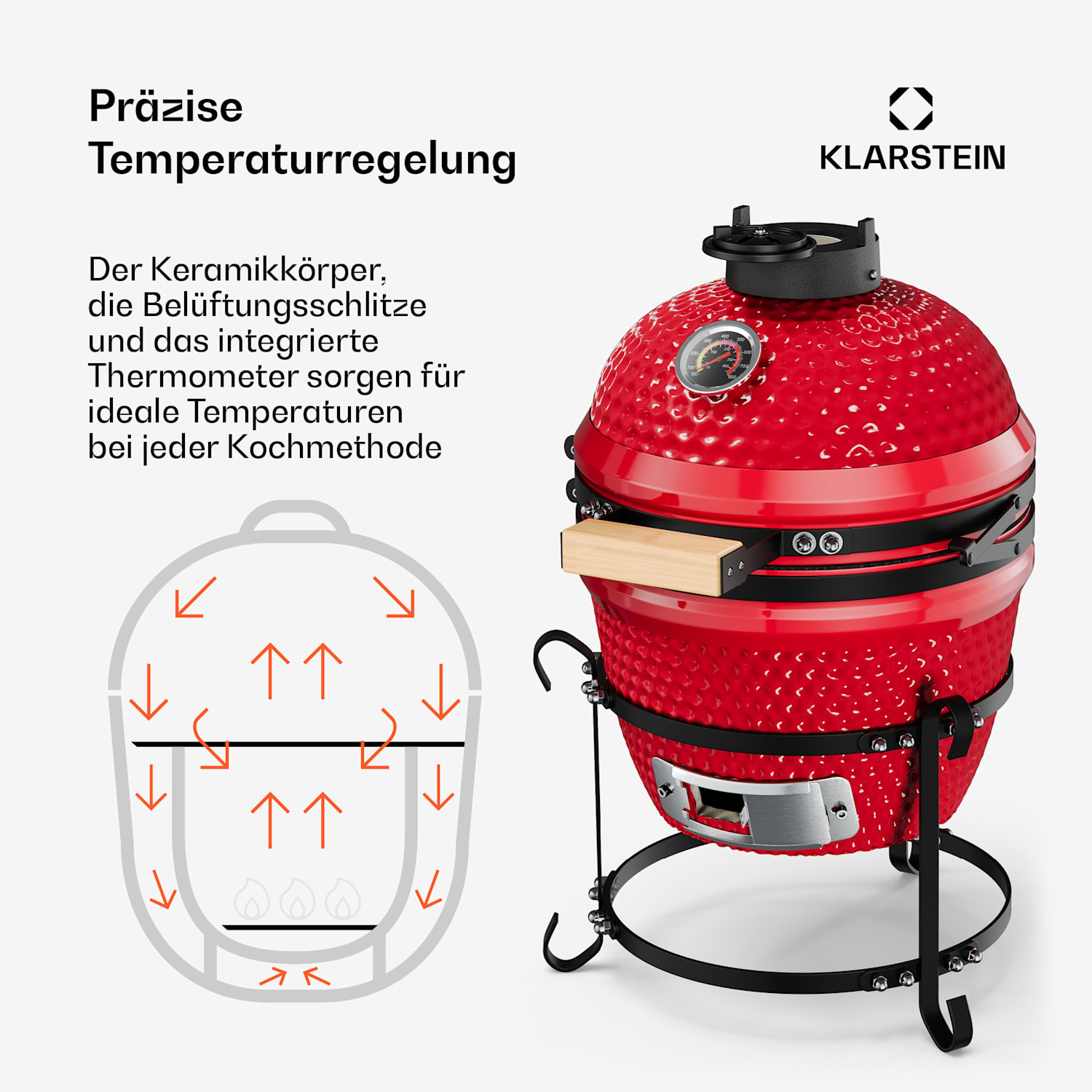 Princesize barbecue Kamado grill in ceramica griglia in acciaio inox affumicatore BBQ rosso Rosso