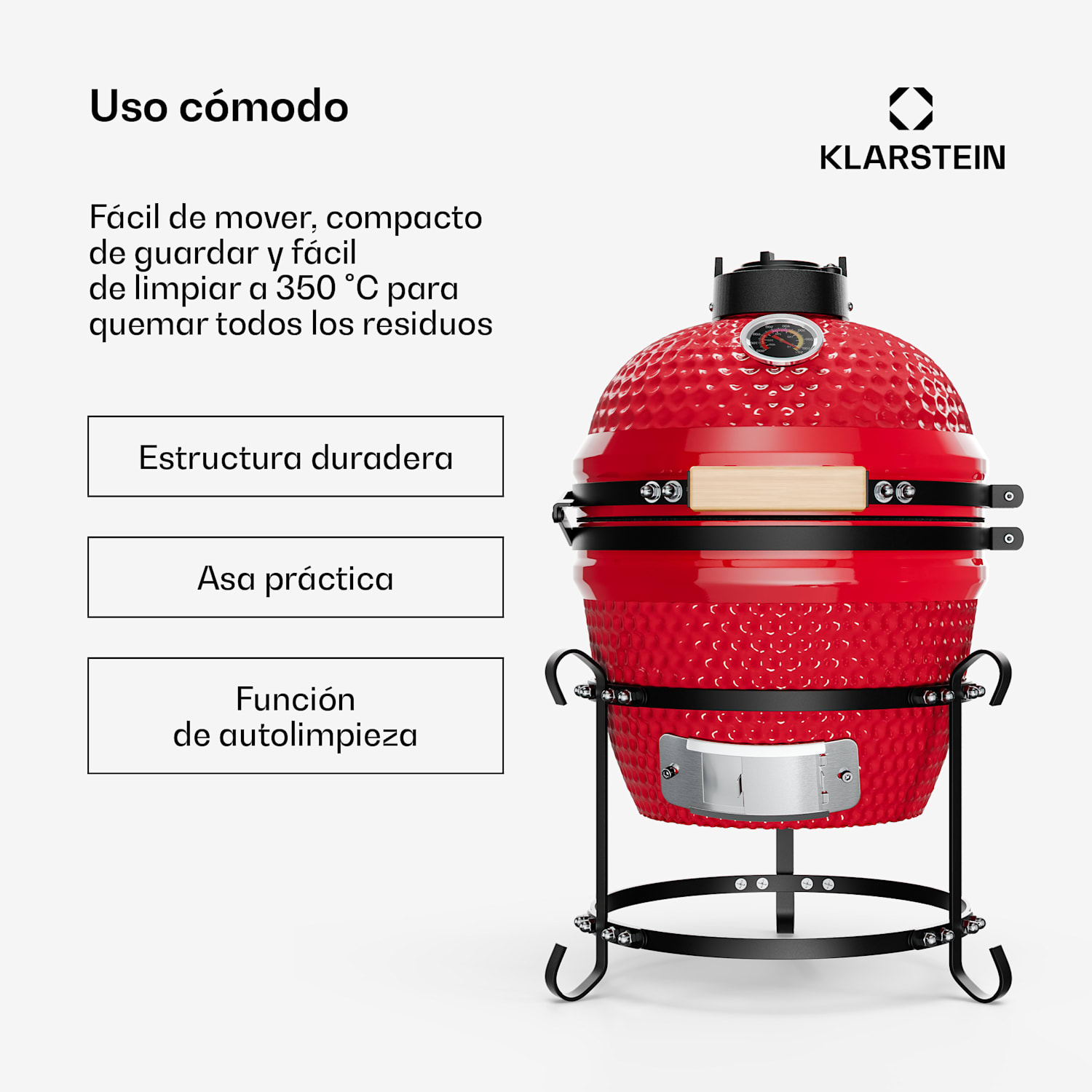 Princesize Parrilla Kamado Parrilla de cerámica Parrilla de acero inoxidable Ahumador BBQ Roja Rojo