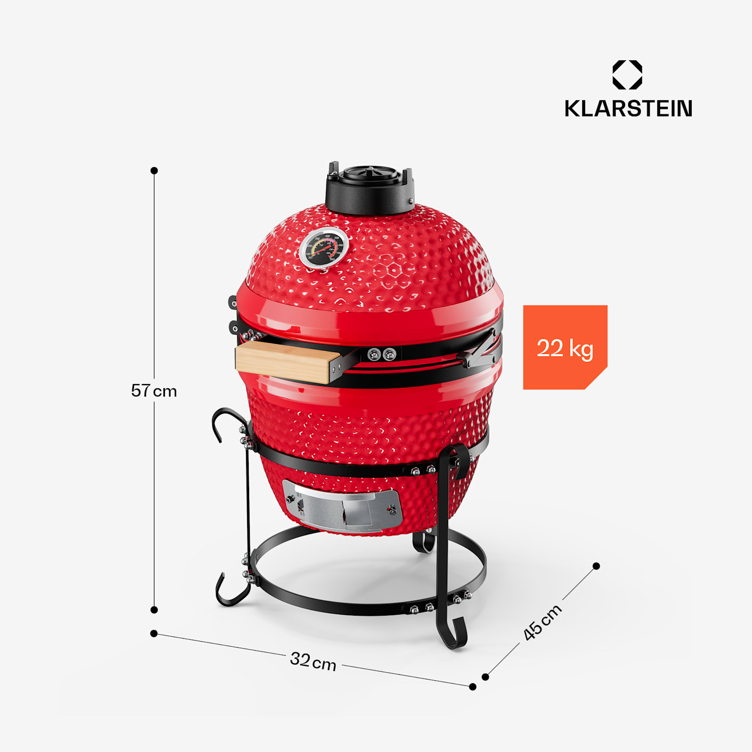 Princesize Kamado-Grill Barbecue en céramique Grille de barbecue en acier inoxydable Barbecue fumoir BBQ rouge Rouge