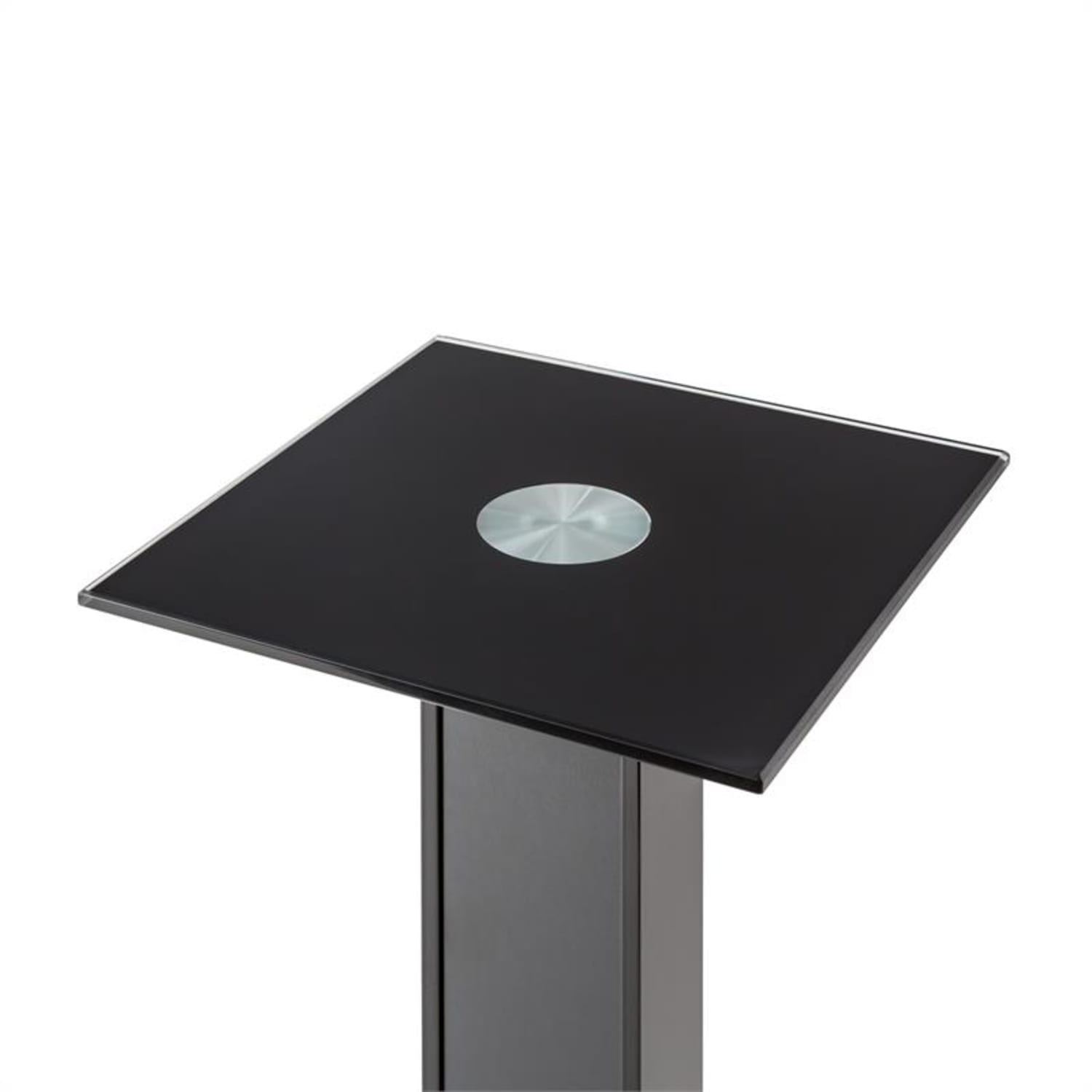 BS-03S-BK Standuri boxe Aluminiu sticla MDF canal de cablu incl. Spikes Lemn negru