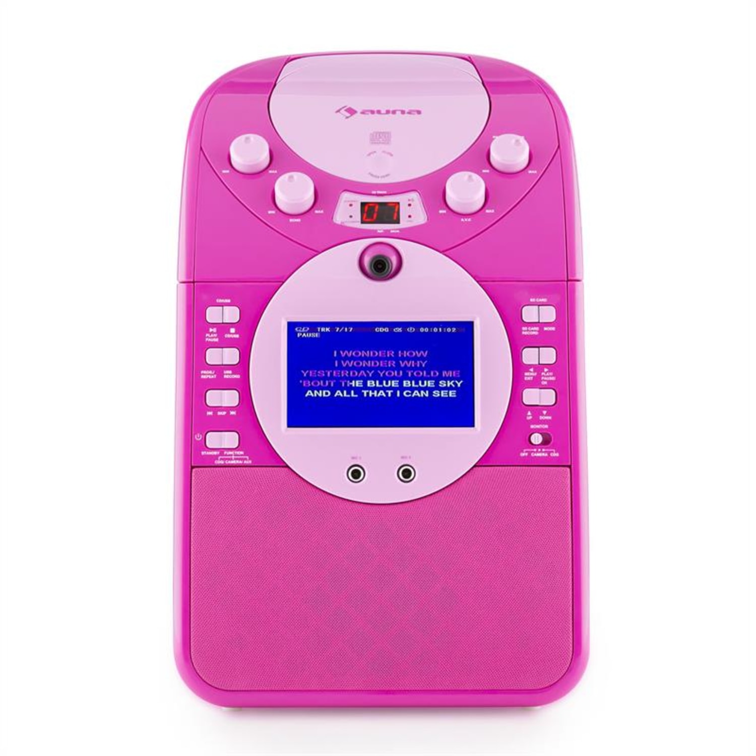 ScreenStar Impianto Karaoke Videocamera CD USB SD MP3 2 x Microfoni Rosa Senza CD Set | Pink