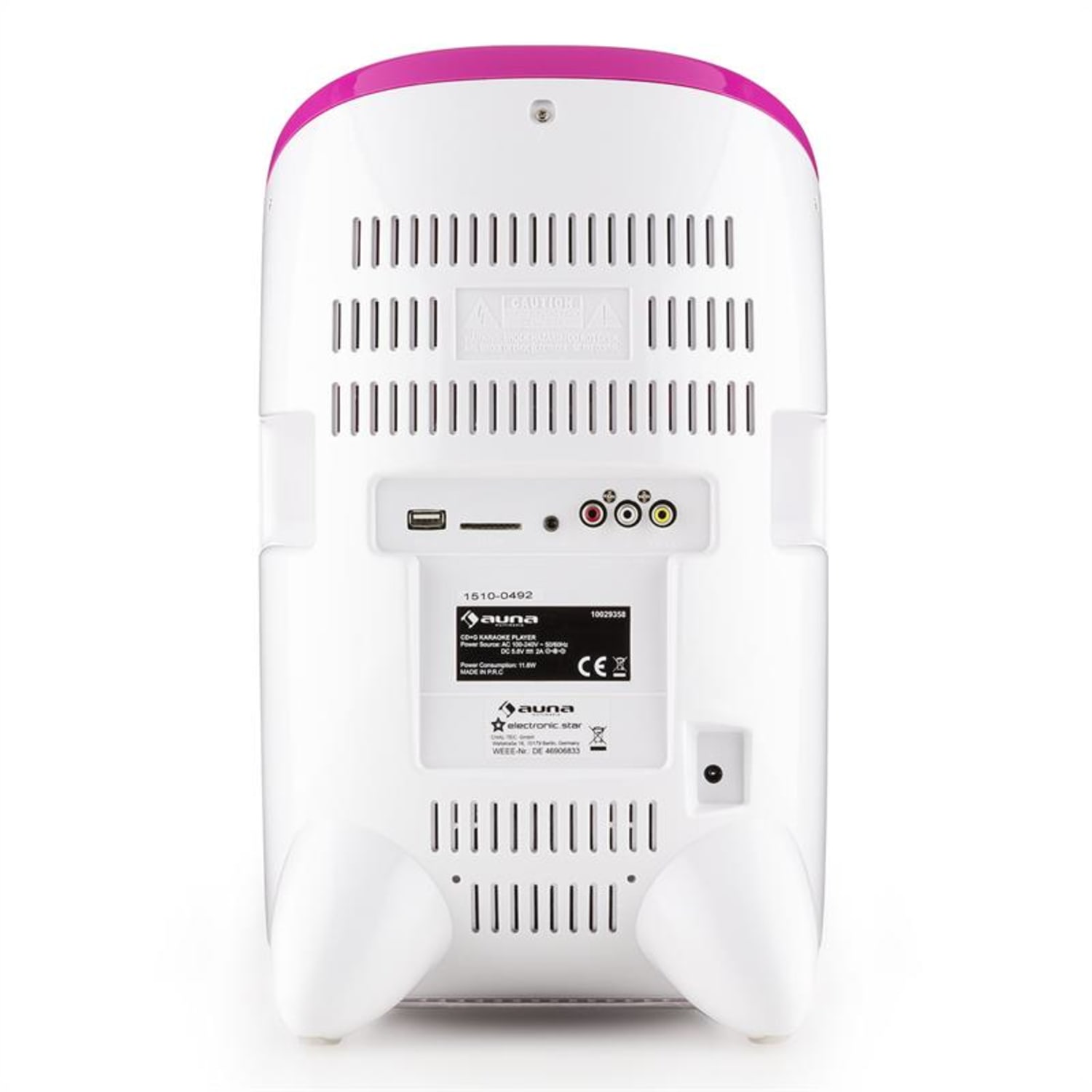 ScreenStar Impianto Karaoke Videocamera CD USB SD MP3 2 x Microfoni Rosa Senza CD Set | Pink