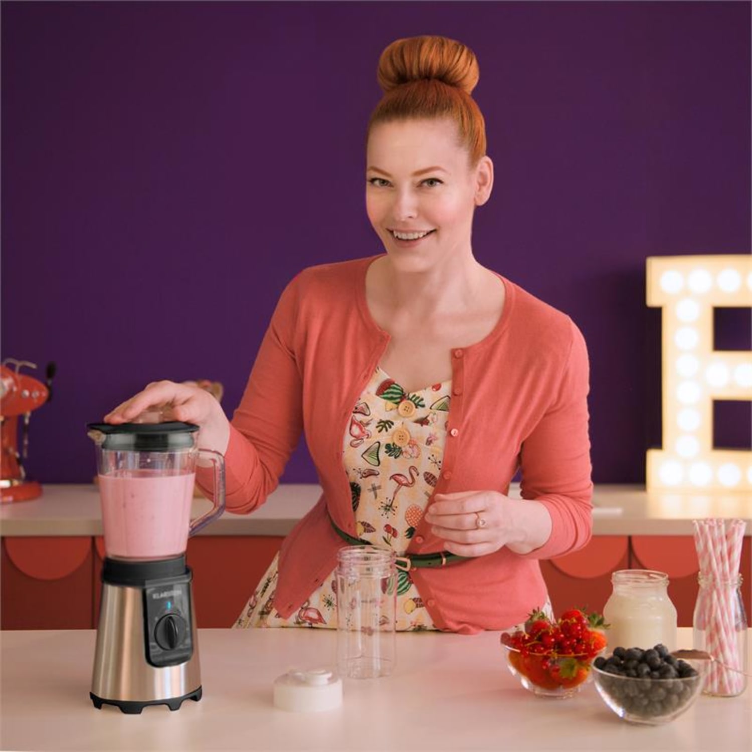 Klarstein Shiva asztali mixer, mini smoothie készítő, 0,8 l, 350 W, BPA mentes, fekete Fekete