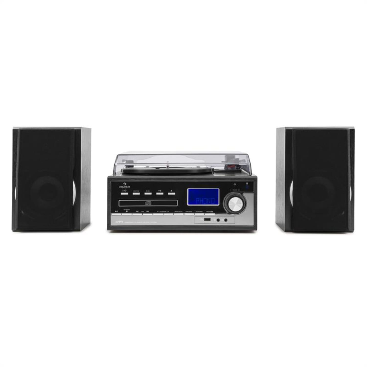 Blackwood Equipo estéreo Tocadiscos USB MP3 Codificación CD Casete FM AUX Negro
