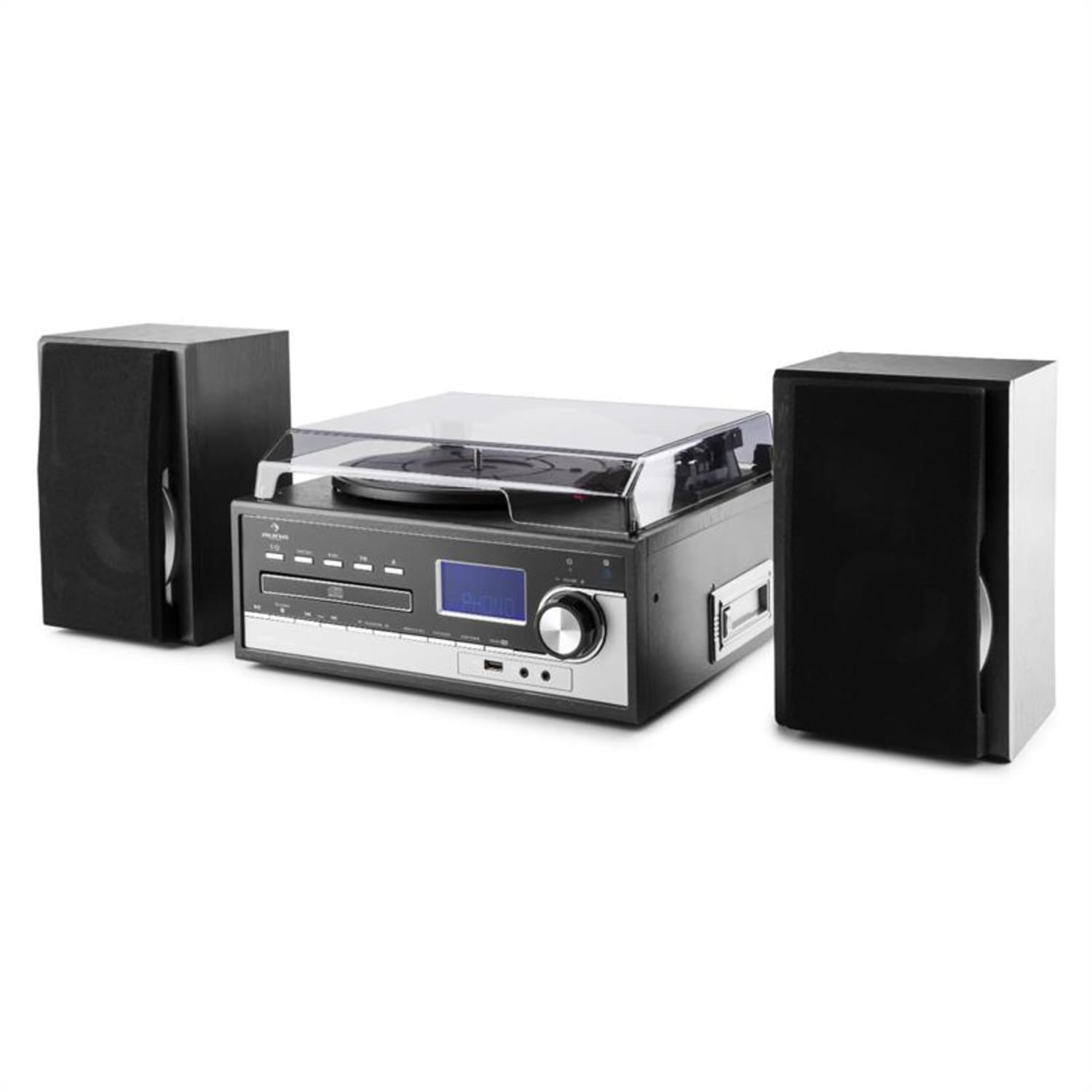 Blackwood Equipo estéreo Tocadiscos USB MP3 Codificación CD Casete FM AUX Negro