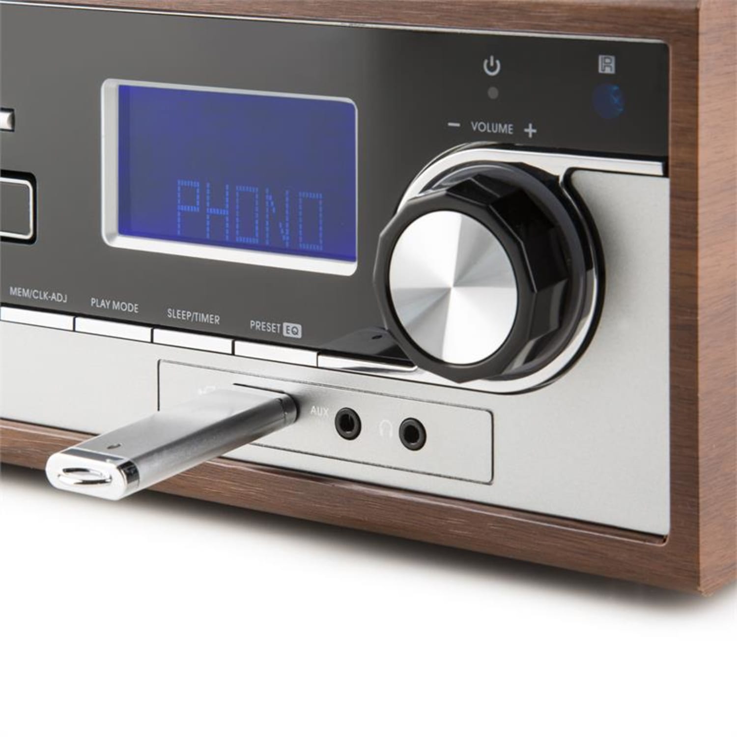 Deerwood Equipo estéreo Tocadiscos USB MP3 Codificación CD Casete FM AUX Marrón