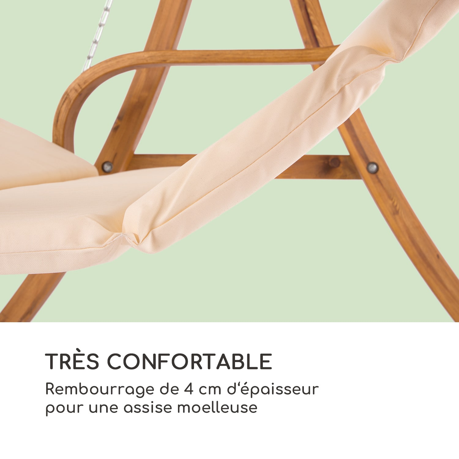 Maui Balancelle110 cm 2 places voile d ombrage Polyester Mélèze Crème Vintage