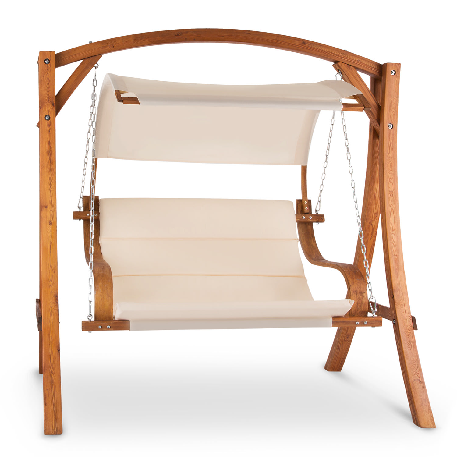 Maui Hollywoodschaukel 110 cm 2-Sitzer Sonnensegel Polyester Lärche Vintage-Creme