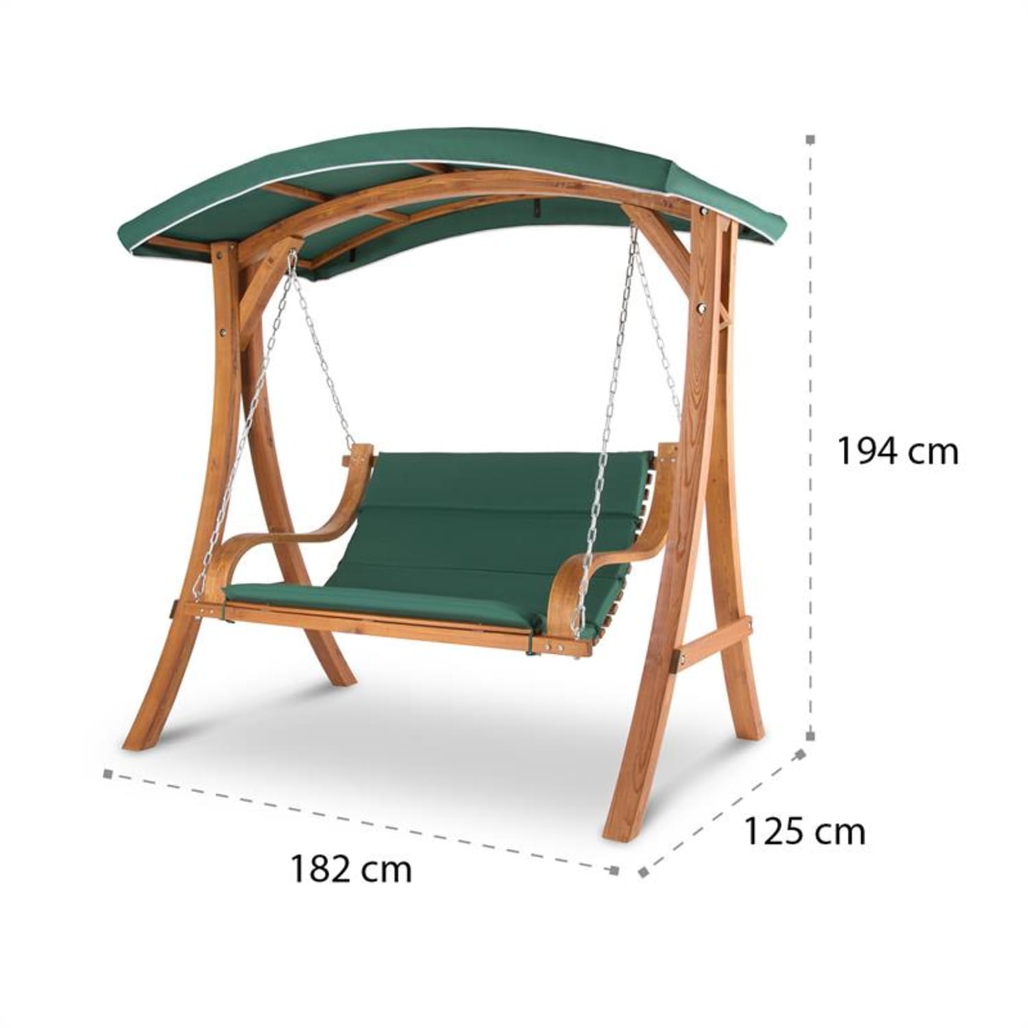 Tahiti, huśtawka ogrodowa, 110 cm, 2 miejsca, zadaszenie, poliester, świerk czerwony Zieleń Leśna
