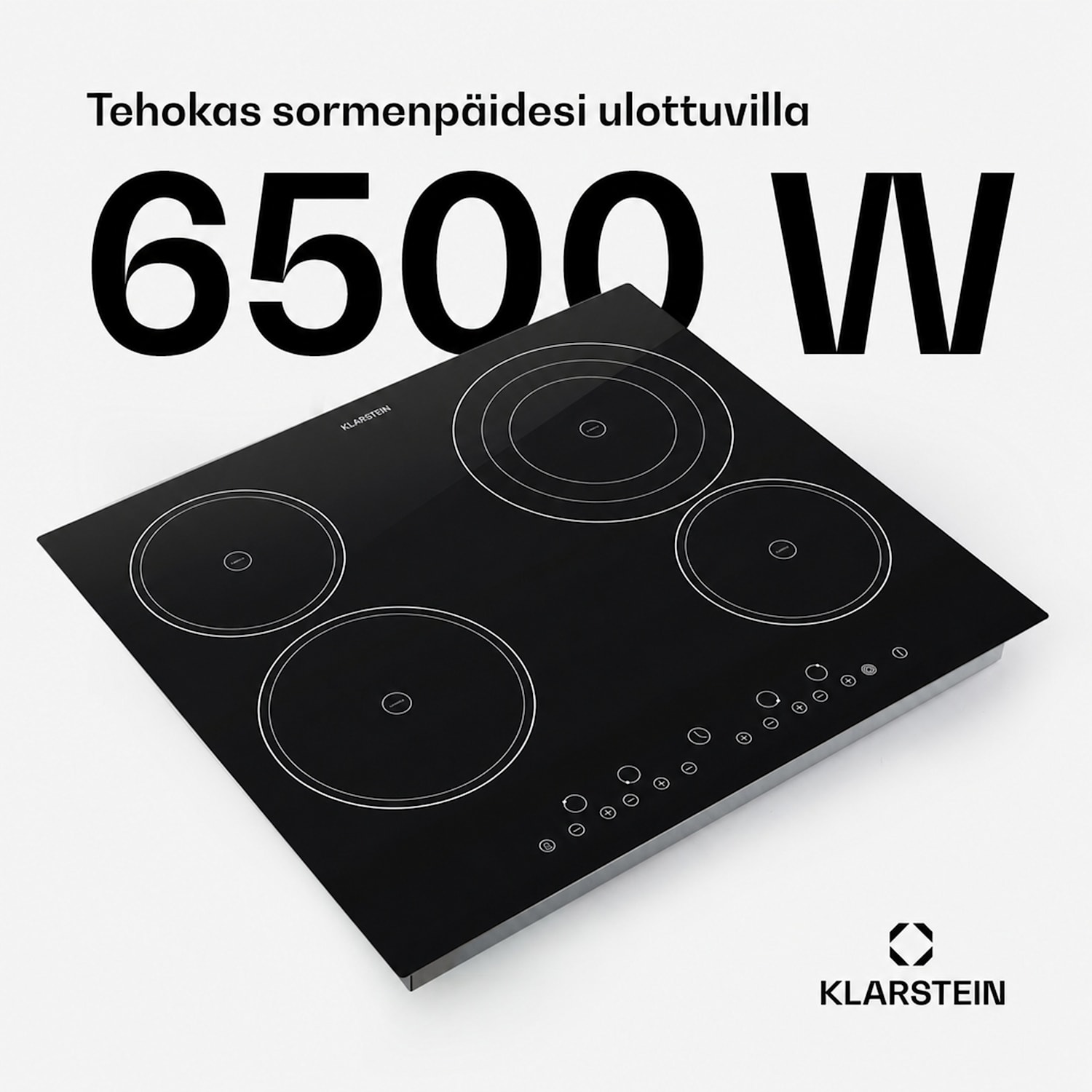 Virtuosa keraamien keittolevy liesitaso 6500W 59x52cm 4 aluetta lasikeramiikka 60 cm | Kolminkertainen | Kehyksetön