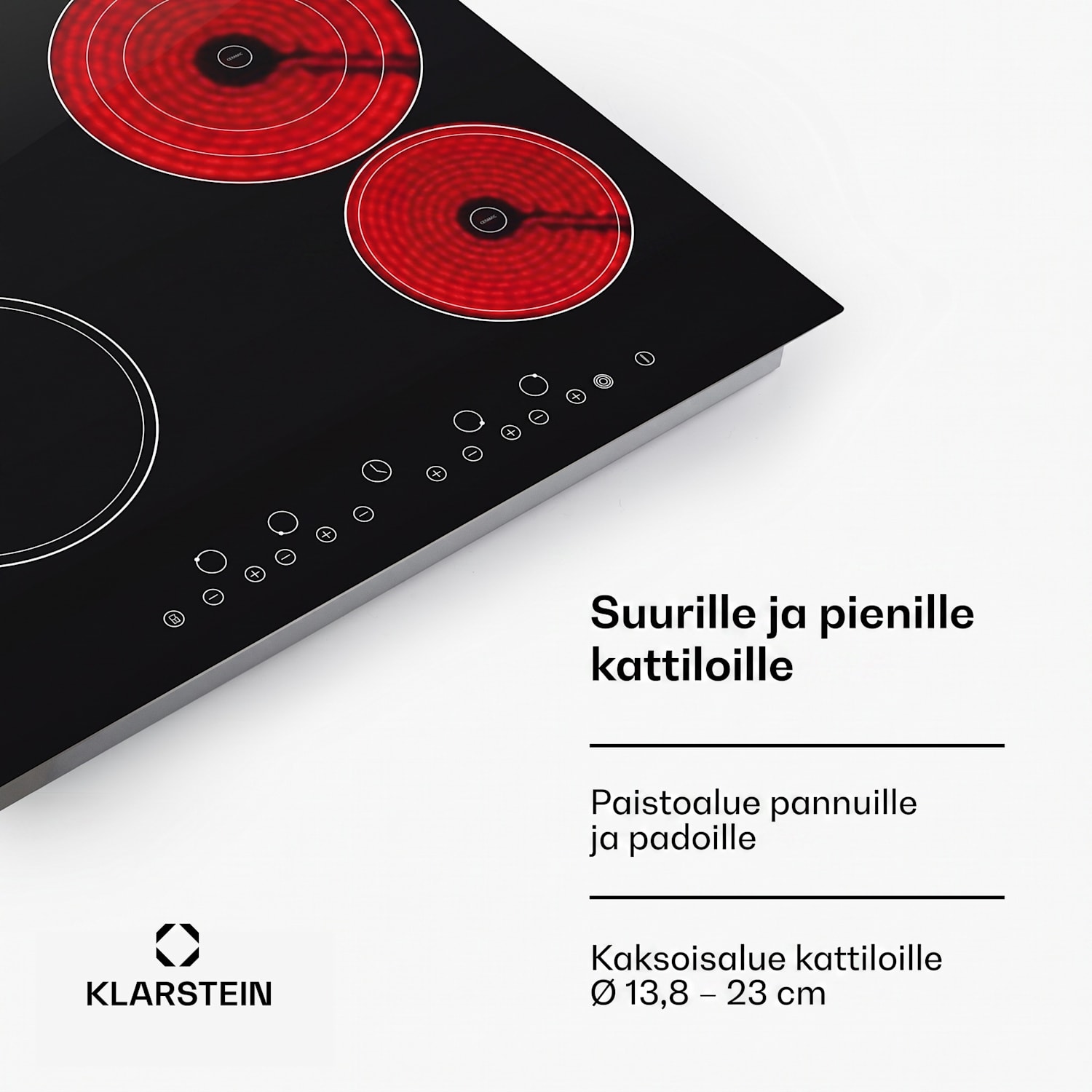 Virtuosa keraamien keittolevy liesitaso 6500W 59x52cm 4 aluetta lasikeramiikka 60 cm | Kolminkertainen | Kehyksetön