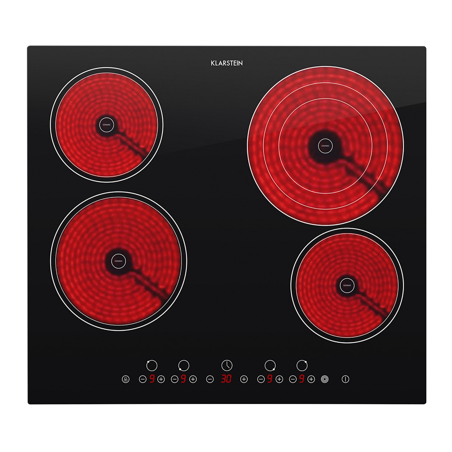 Virtuosa Cocina encastrable de vitrocerámica 6500 W 59x52 cm 4 placas 60 cm | Triple | Sin marco